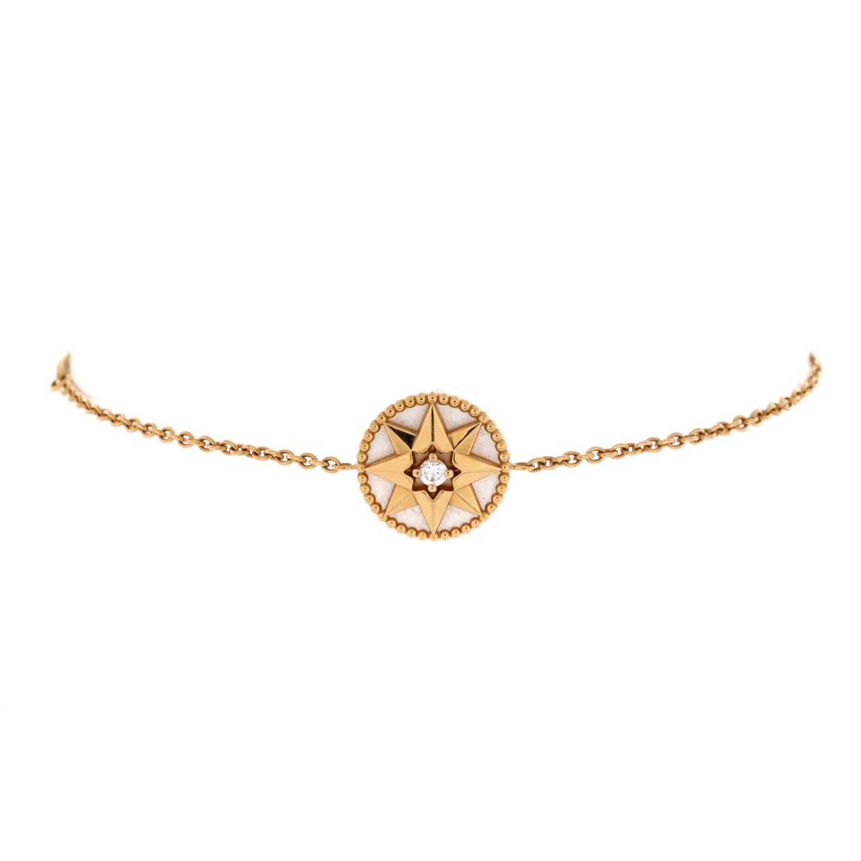 Rose des Vents Bracelet 18K Yellow Gold with Diamond and Mother of Pearl - Deep Luxury