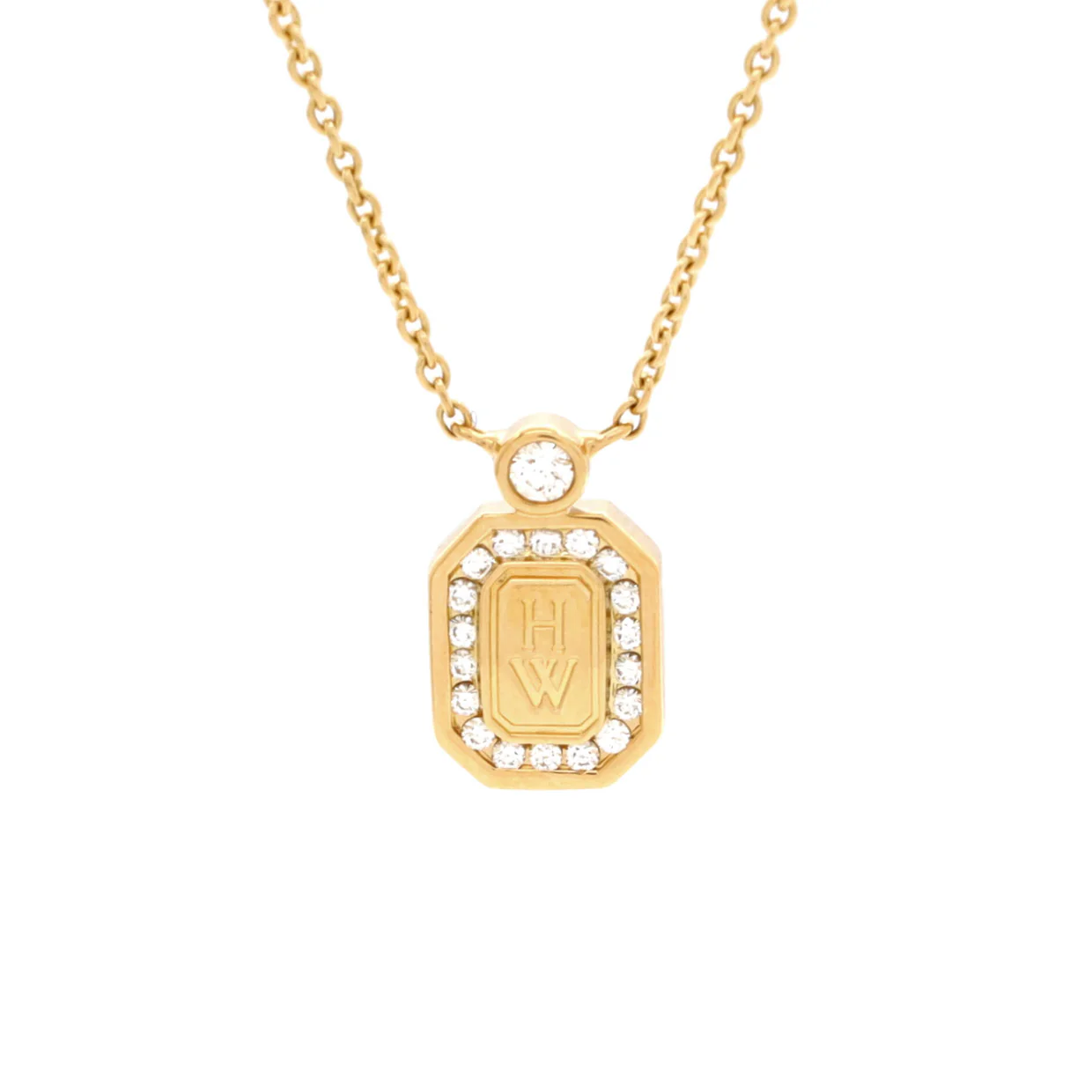 HW Logo Pendant Necklace 18K Yellow Gold with Diamonds - Deep Luxury