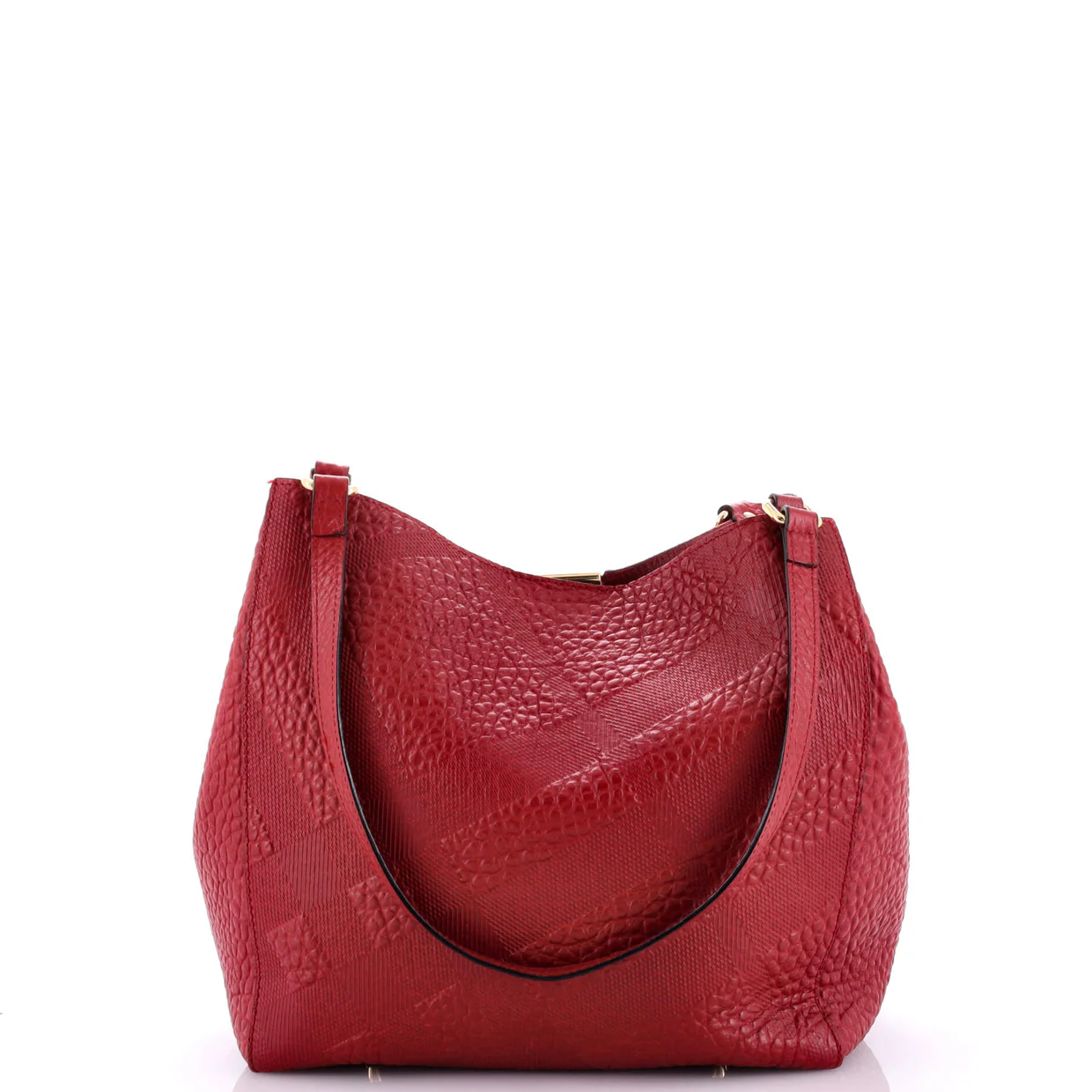 Canter Tote Check Embossed Leather Small - Deep Luxury