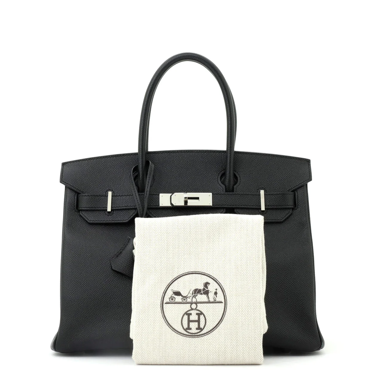 Birkin Handbag Noir Epsom with Palladium Hardware 30 - Deep Luxury