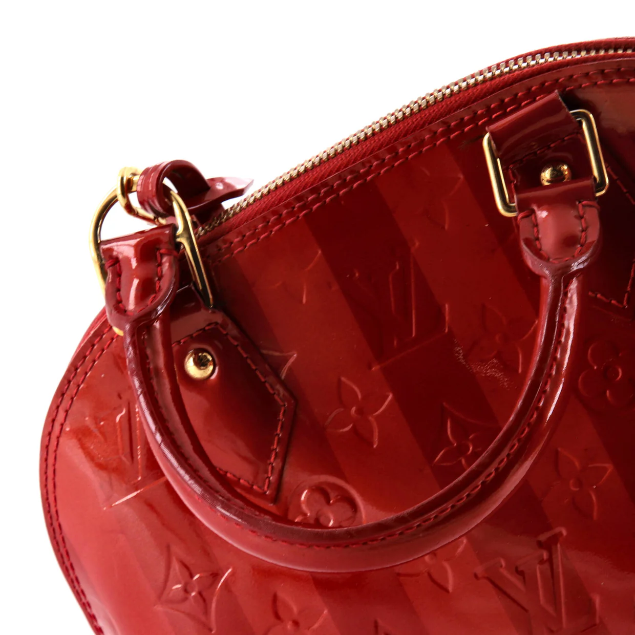 Alma Handbag Limited Edition Monogram Vernis Rayures BB - Deep Luxury