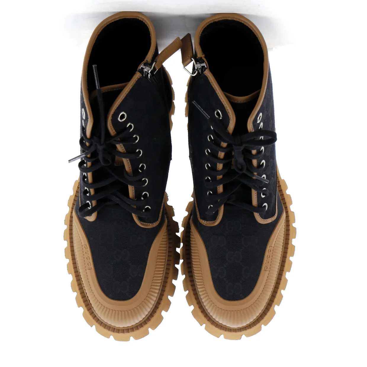 Men's Zipped Lace Up Hiking Boots GG Canvas - Deep Luxury
