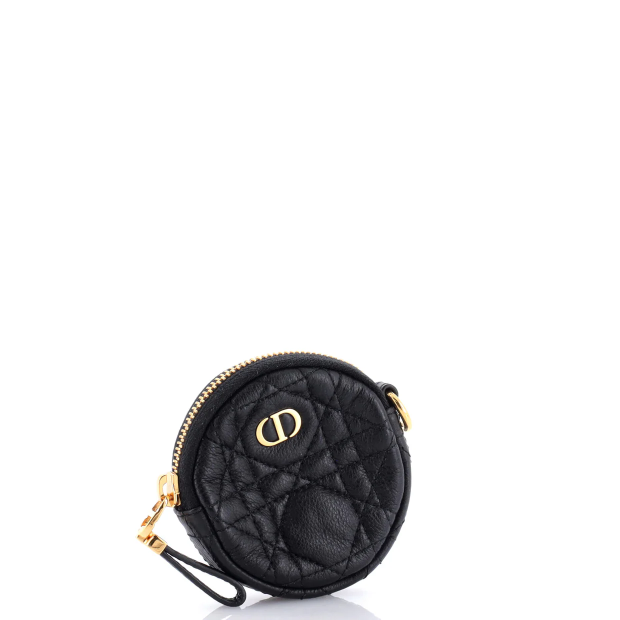 Caro Round Detachable Coin Pouch Cannage Quilt Calfskin - Deep Luxury