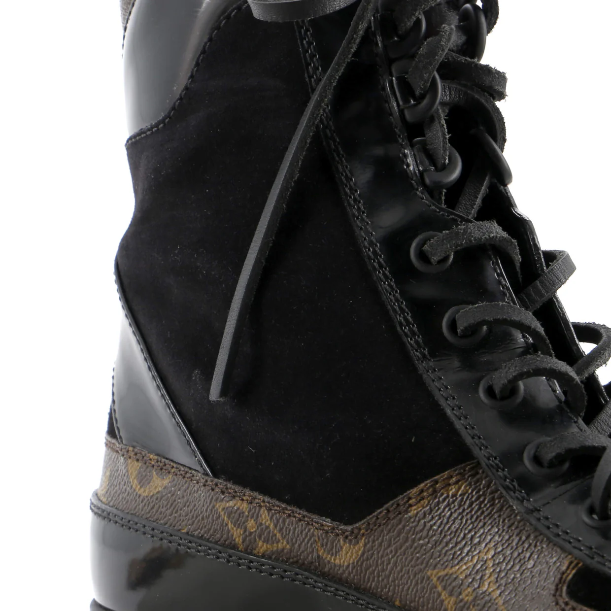 Women's Laureate Platform Desert Boots Limited Edition World Tour Suede with Monogram Canvas and Leather - Deep Luxury