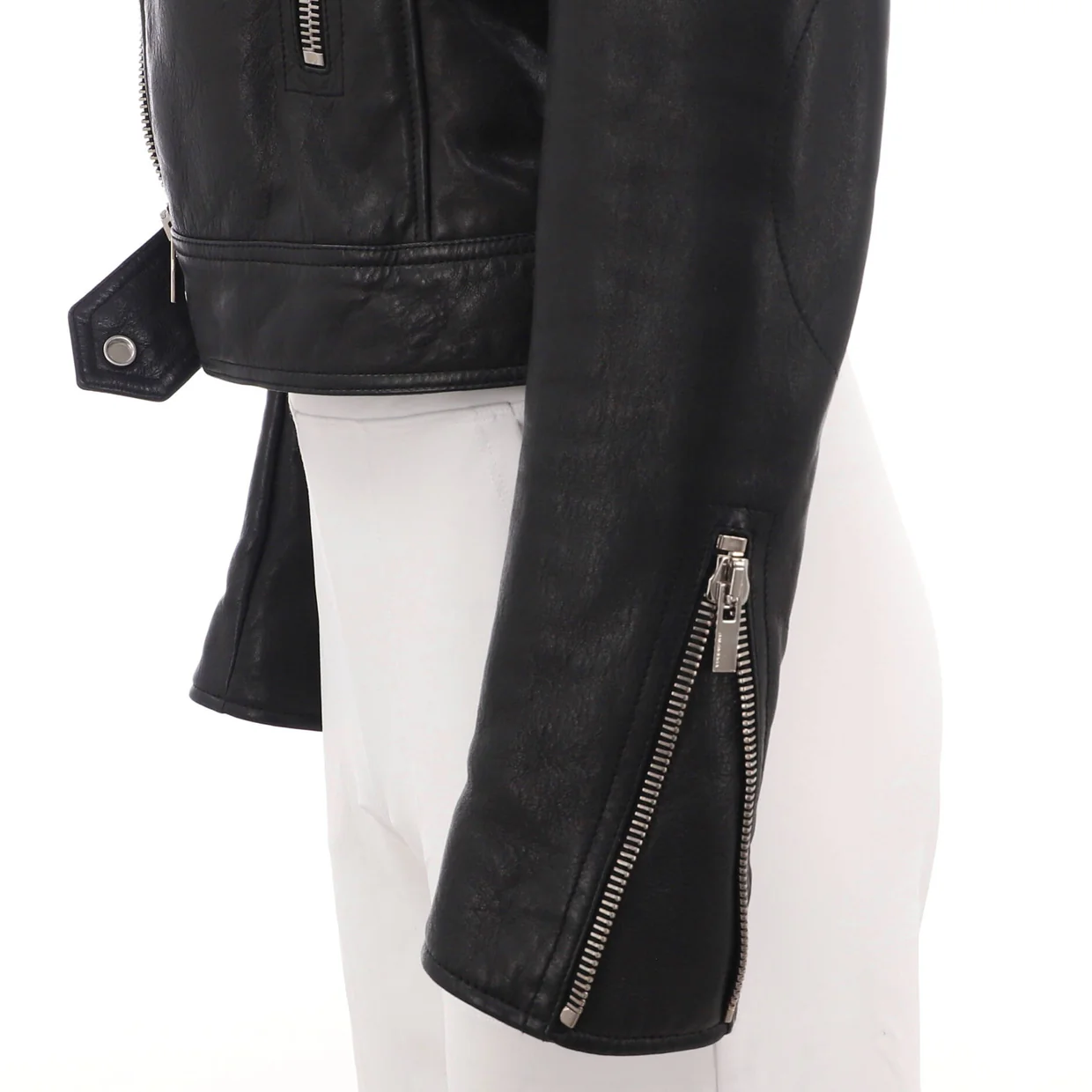 Women's Zipped Biker Jacket Leather - Deep Luxury