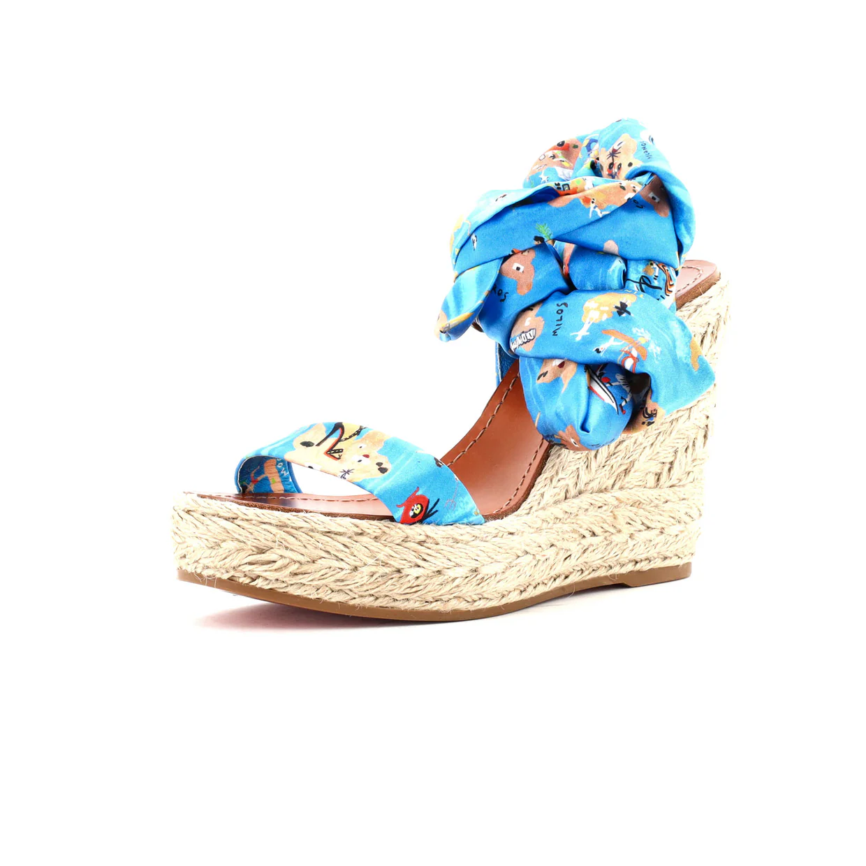 Women's Monica Du Desert Wedge Espadrilles Printed Satin 110 - Deep Luxury