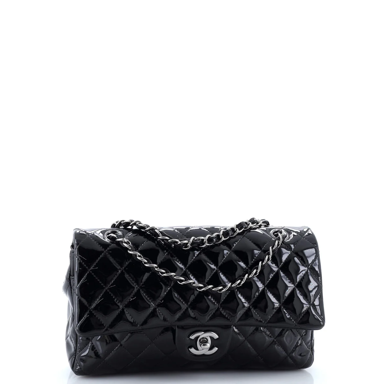 Classic Double Flap Bag Quilted Patent Medium - Deep Luxury