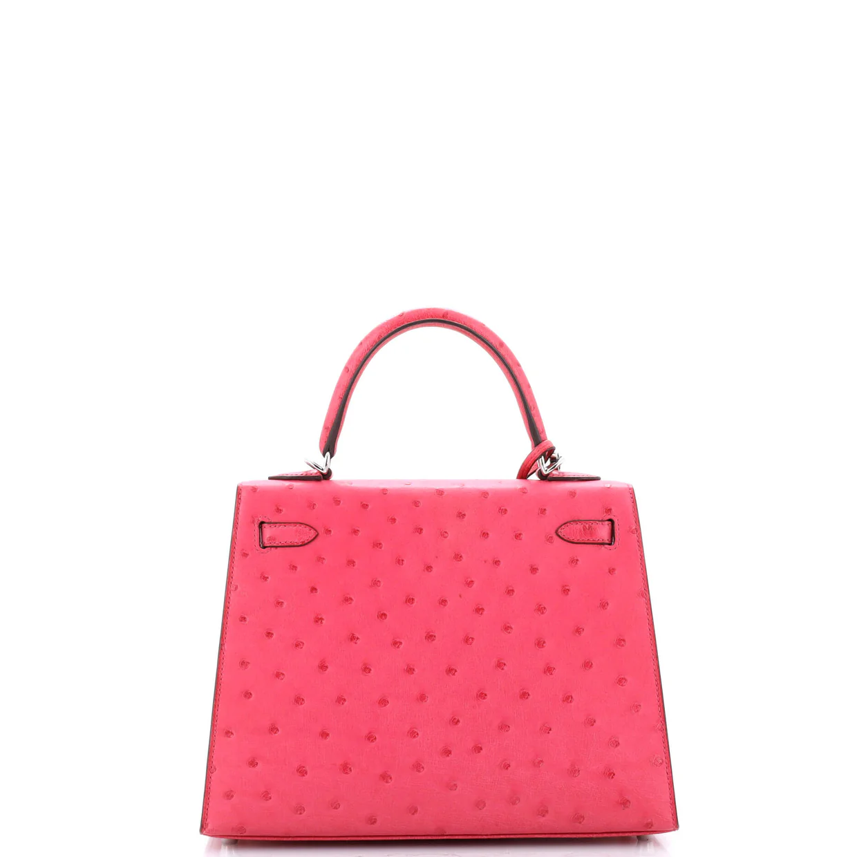 Kelly Handbag Rose Tyrien Ostrich with Palladium Hardware 25 - Deep Luxury