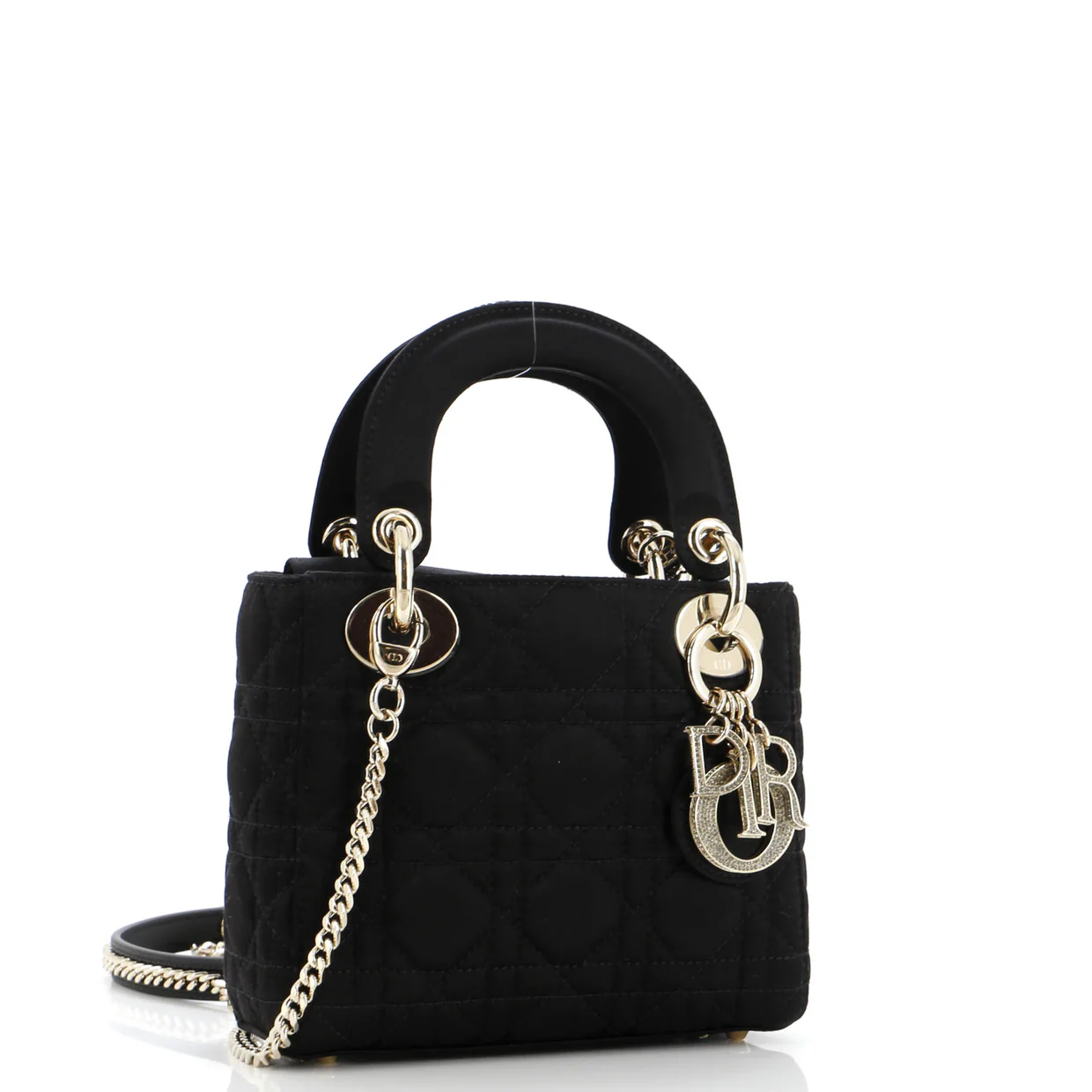 Lady Dior Bag Cannage Quilt Satin with Crystal Charms Mini - Deep Luxury