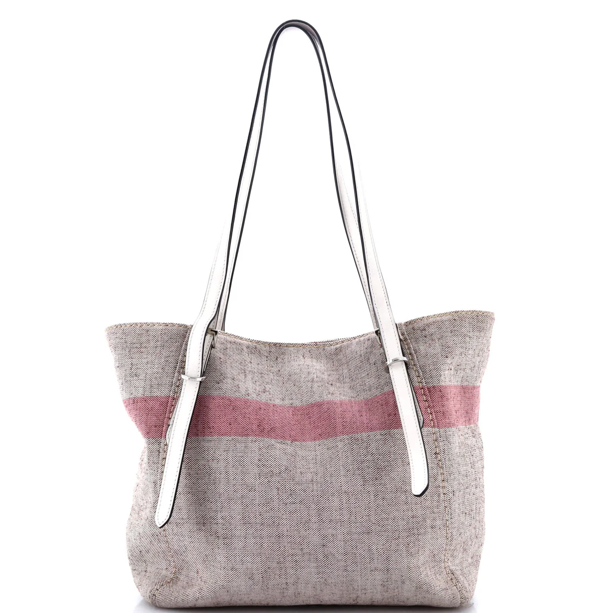 Logo Stripe Shopper Tote Canvas and Leather - Deep Luxury