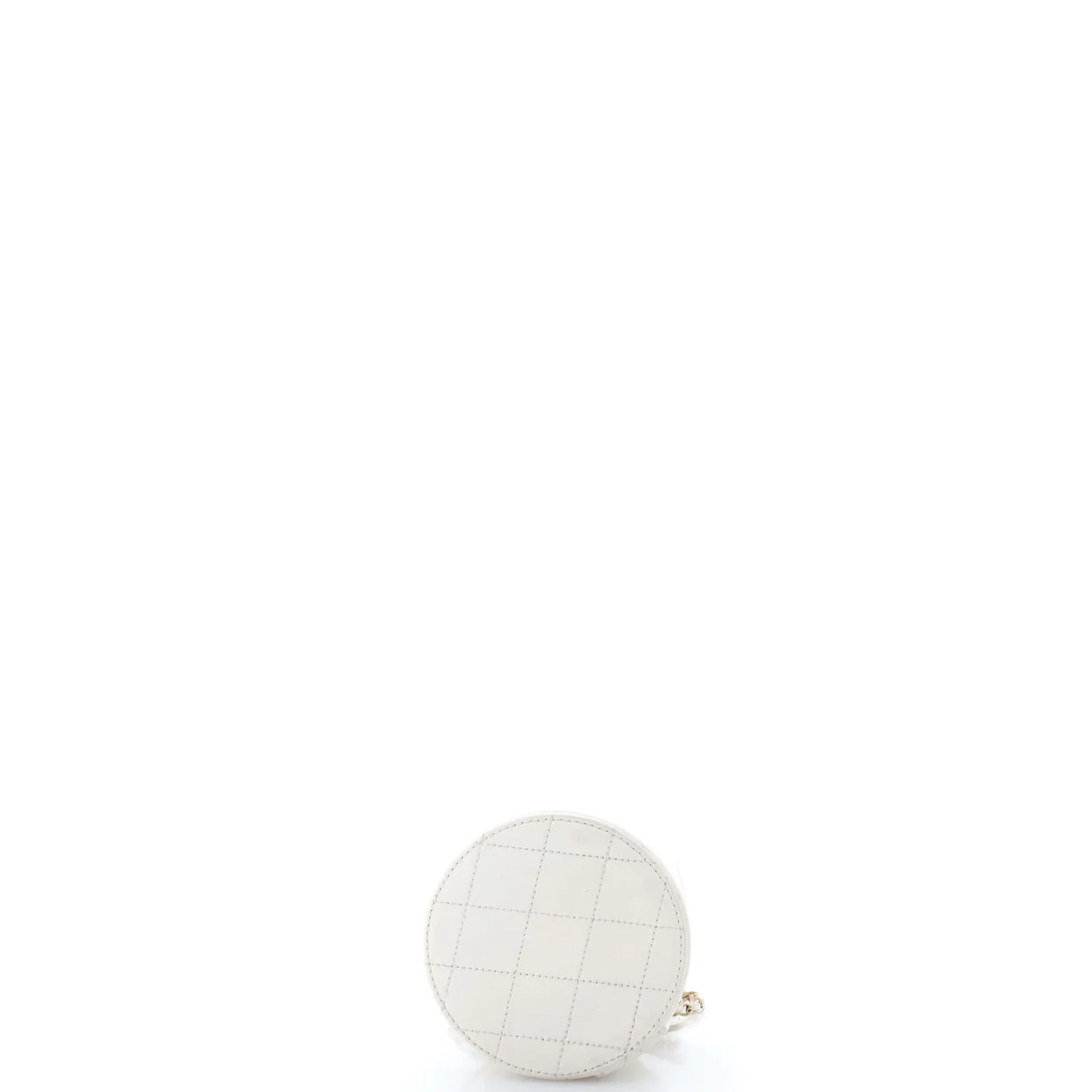 CC Round Vanity Case with Chain Quilted Lambskin Mini - Deep Luxury