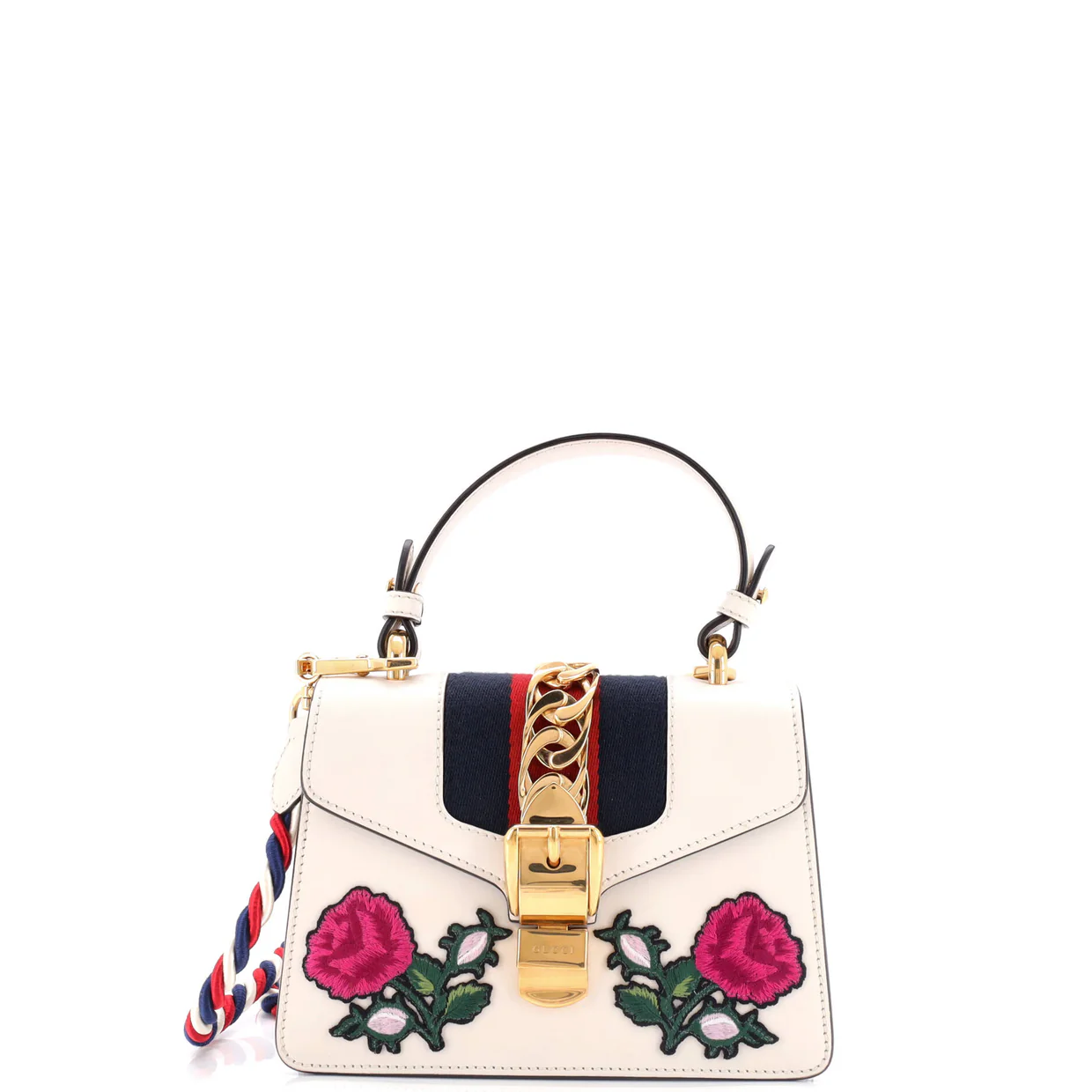 Sylvie Top Handle Bag Embroidered Leather Mini - Deep Luxury