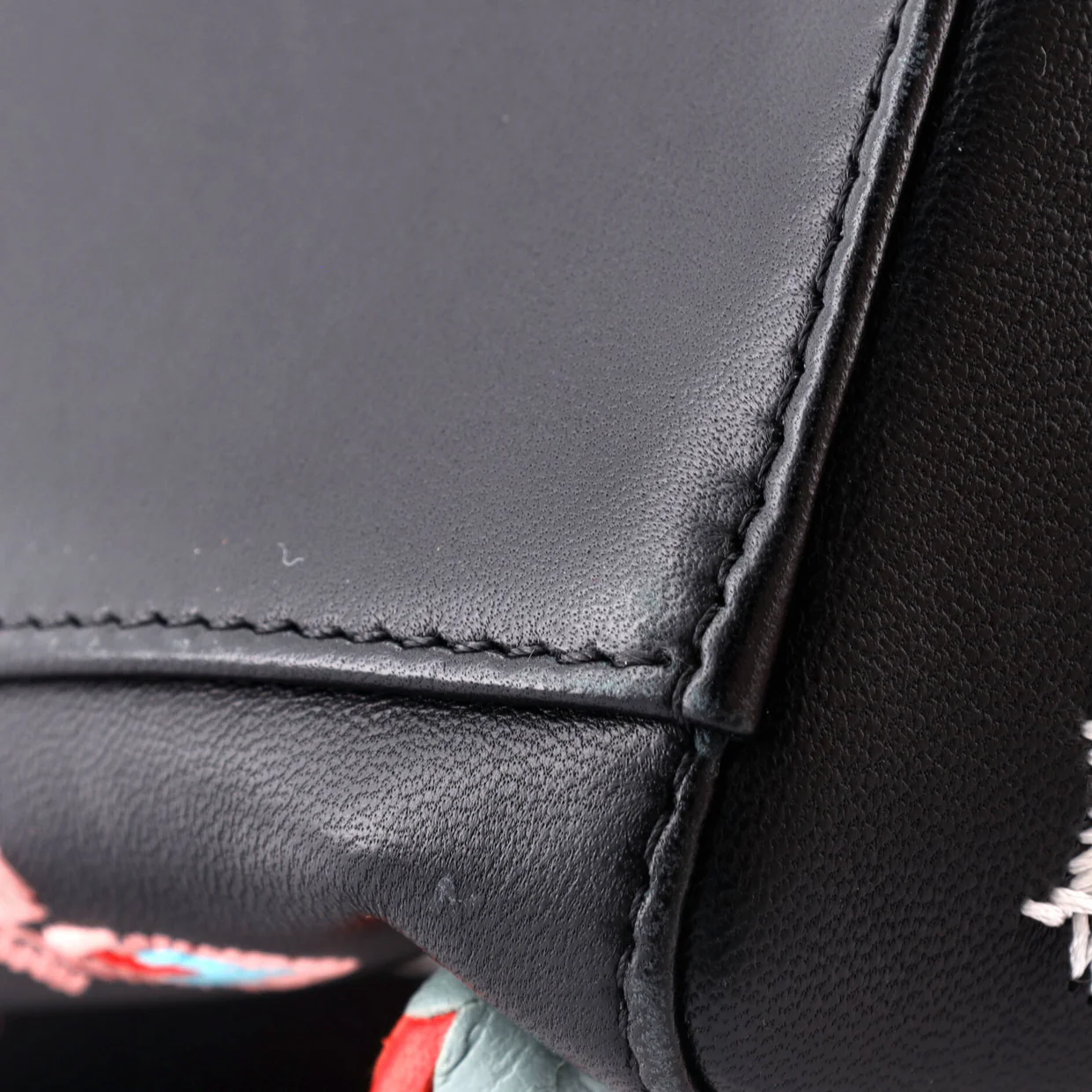 Peekaboo Bag Embroidered Leather with Floral Applique Mini - Deep Luxury