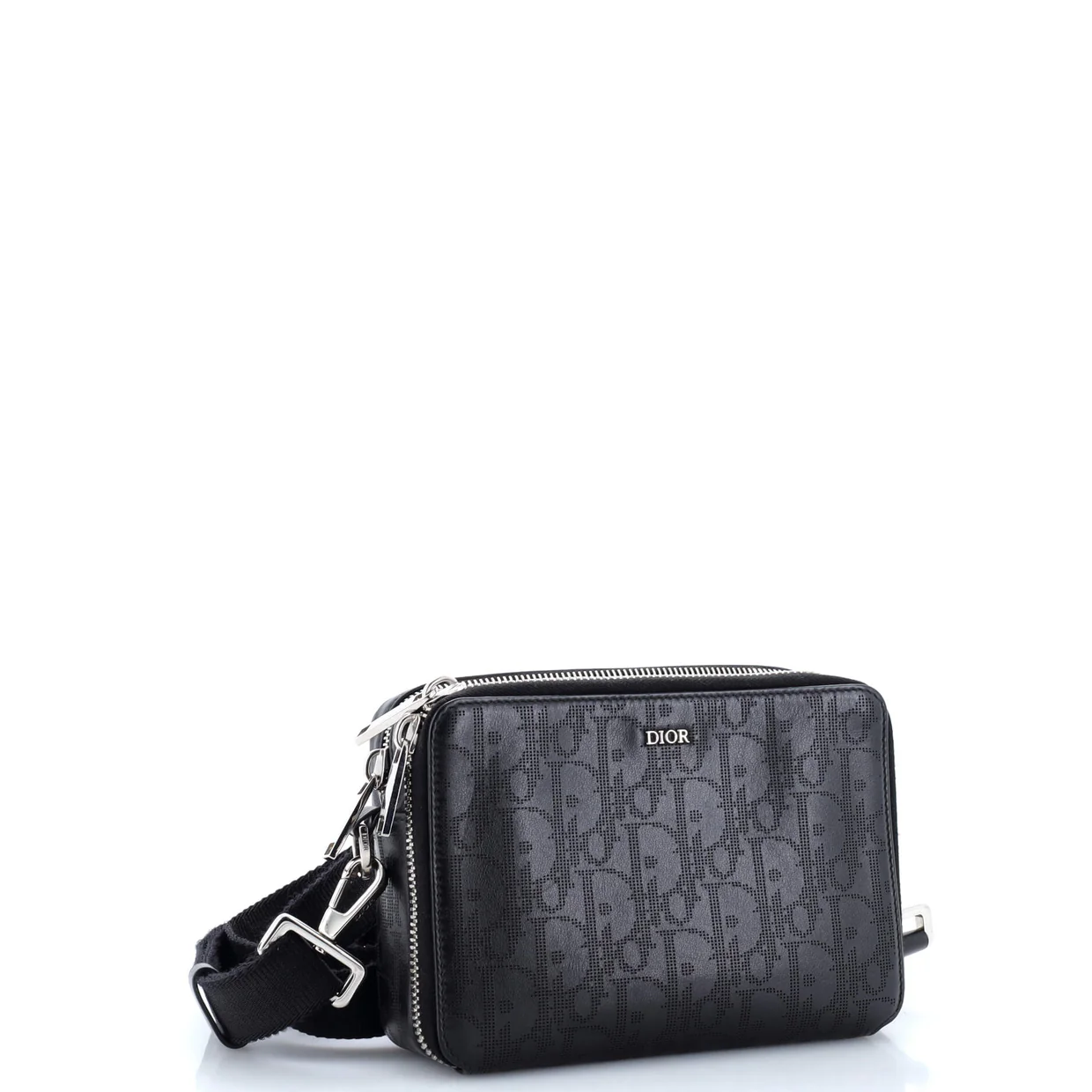 Double Zip Crossbody Pouch Oblique Galaxy Leather - Deep Luxury