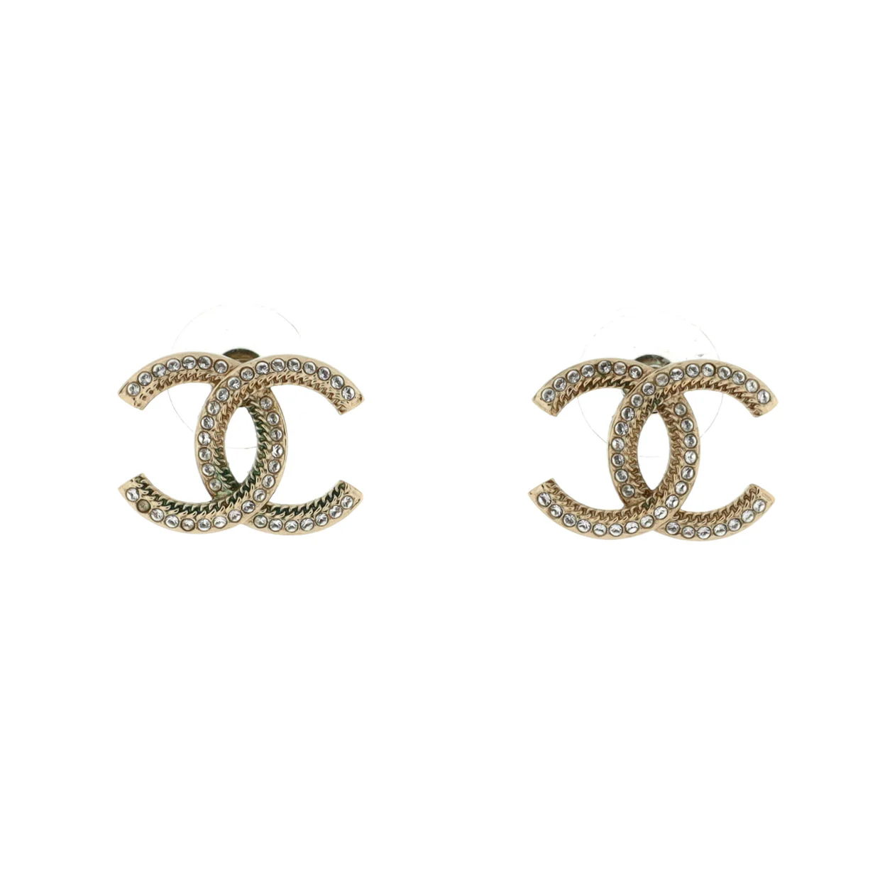 CC Stud Earrings Metal with Crystals - Deep Luxury