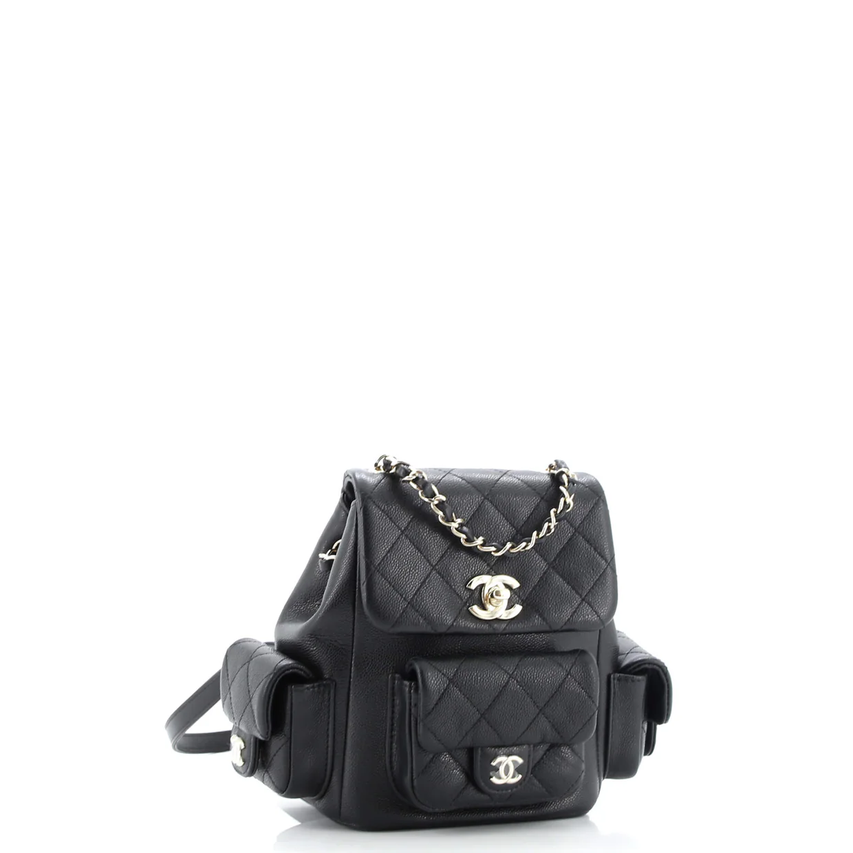 Duma Multipocket Drawstring Backpack Quilted Caviar Mini - Deep Luxury