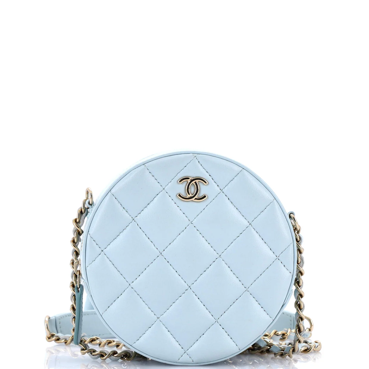 Bow Strap Round Clutch with Chain Quilted Lambskin - Deep Luxury