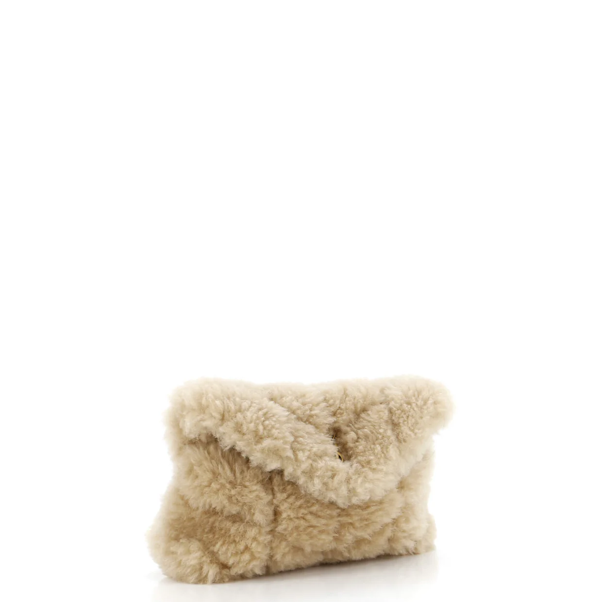 LouLou Puffer Clutch Matelasse Chevron Shearling Small - Deep Luxury