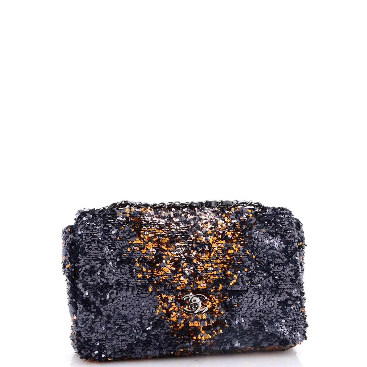 CC Chain Flap Bag Sequins Medium - Deep Luxury