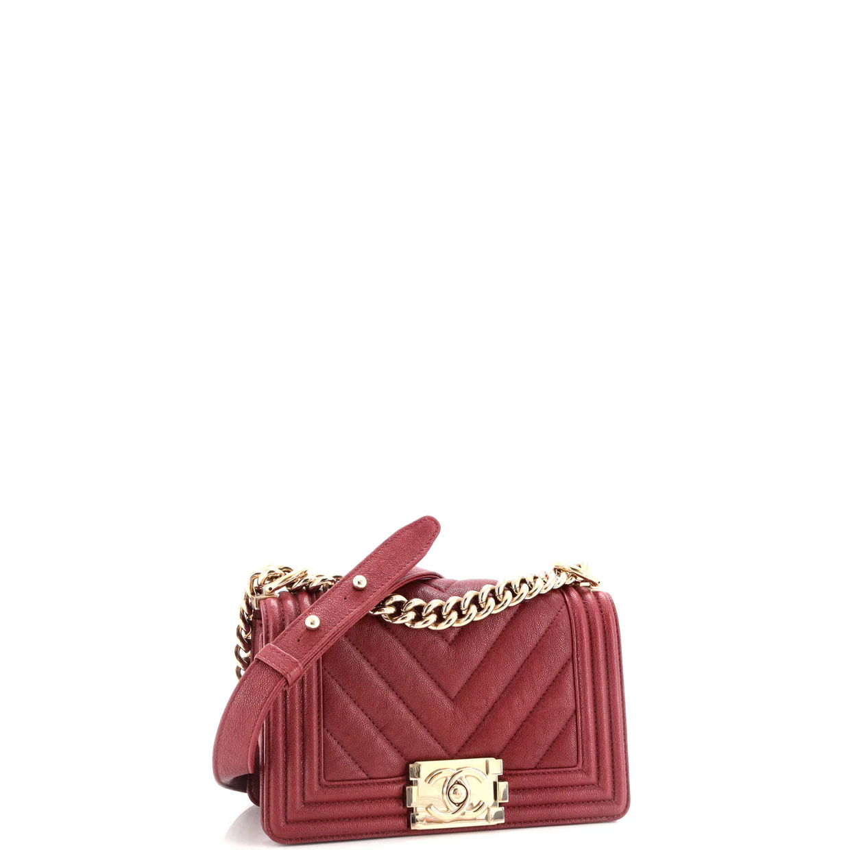 Boy Flap Bag Chevron Caviar Small - Deep Luxury