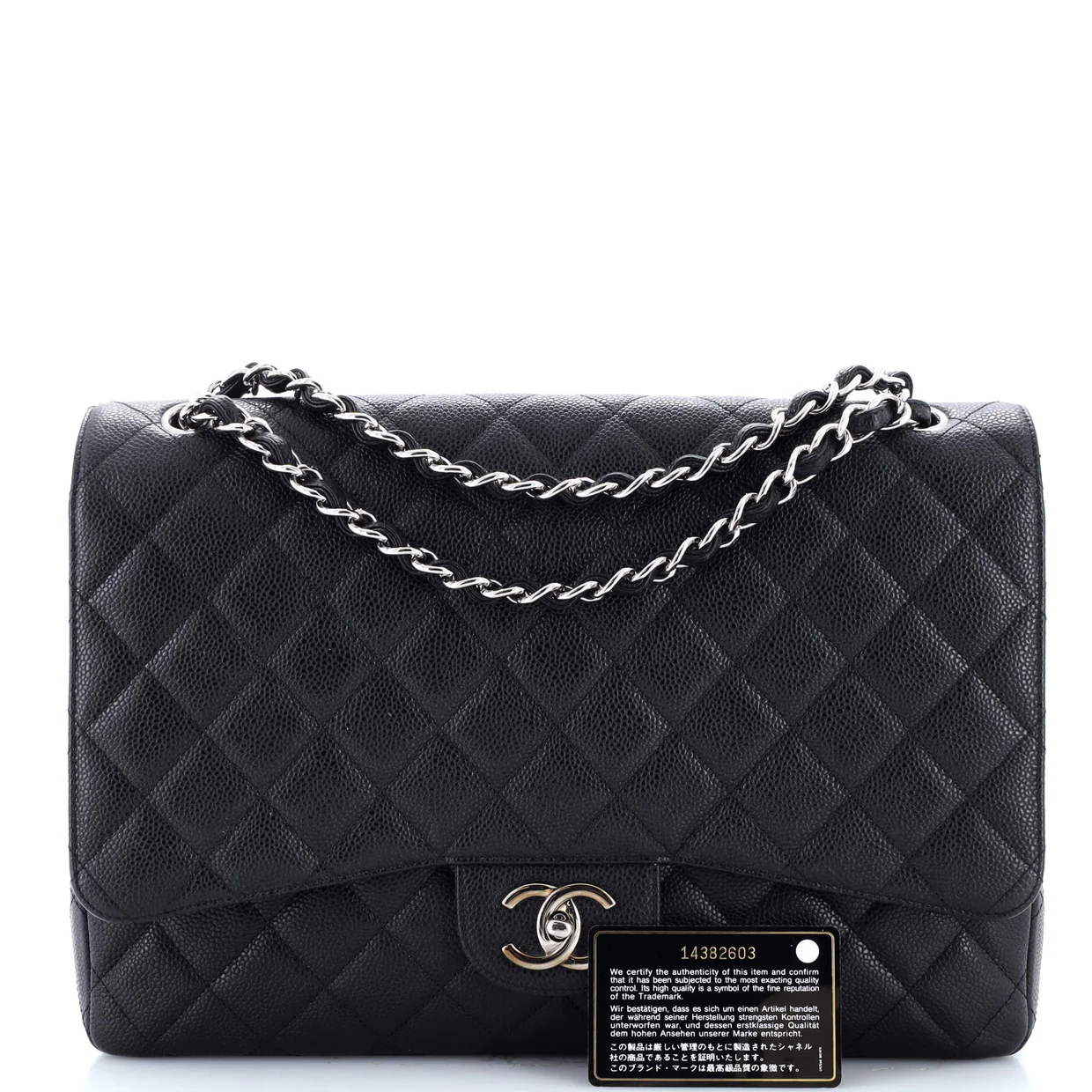 Classic Double Flap Bag Quilted Caviar Maxi - Deep Luxury