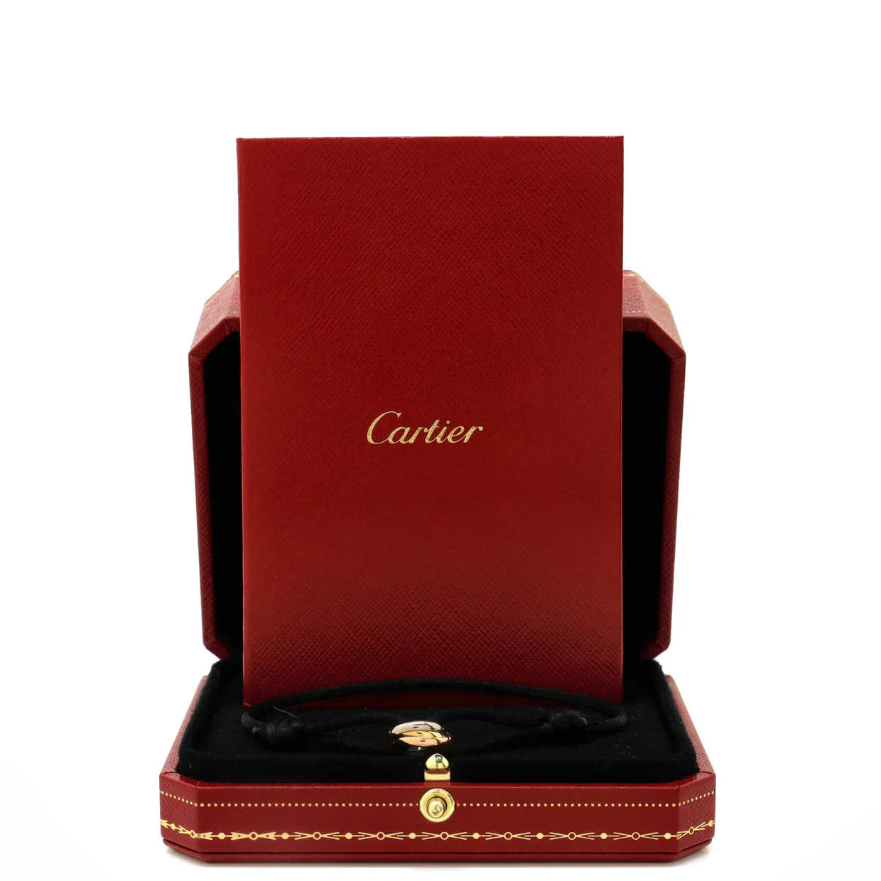 Trinity On Cord Bracelet Silk Cord with 18K Tricolor Gold - Deep Luxury