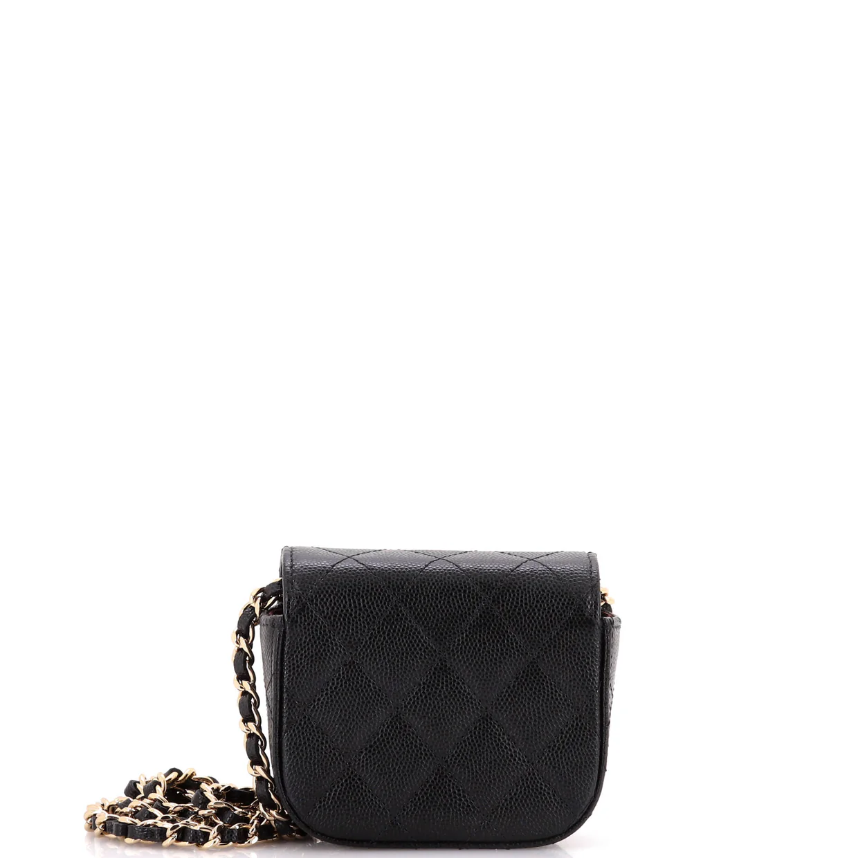 Classic Square Flap Clutch with Chain Quilted Caviar Mini - Deep Luxury