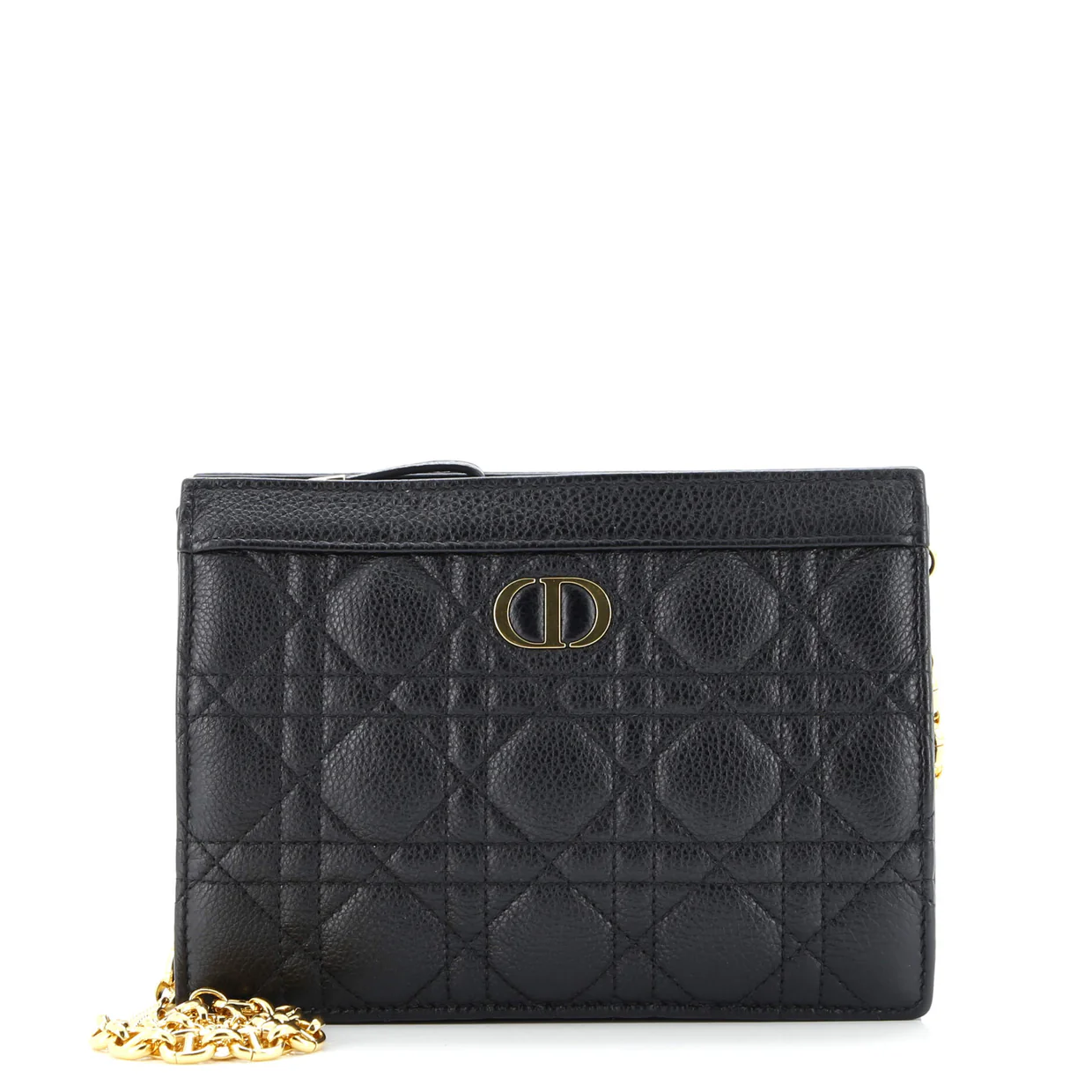 Caro Clutch with Chain Cannage Quilt Calfskin Small - Deep Luxury