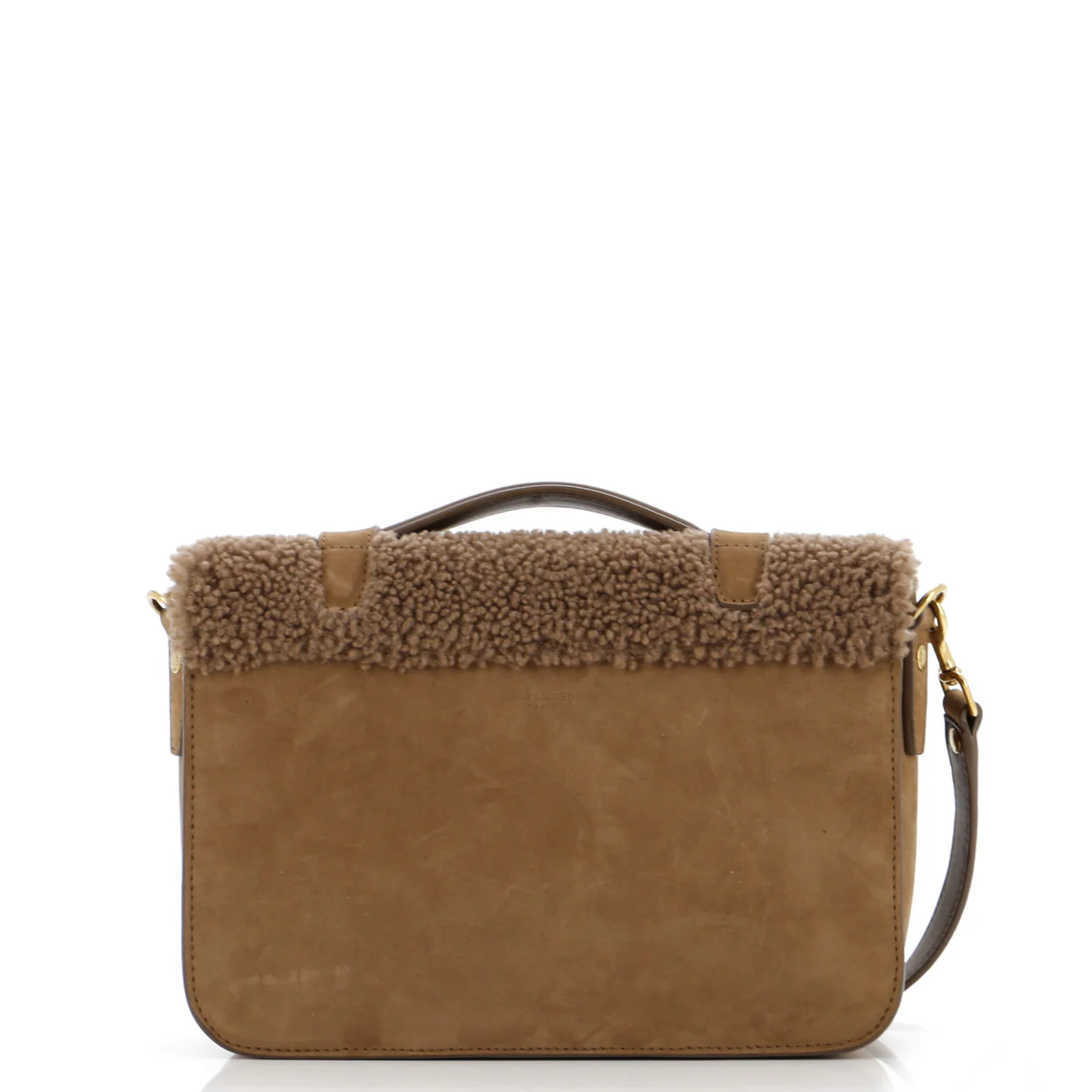 Schoolbag Satchel Shearling with Suede Mini - Deep Luxury
