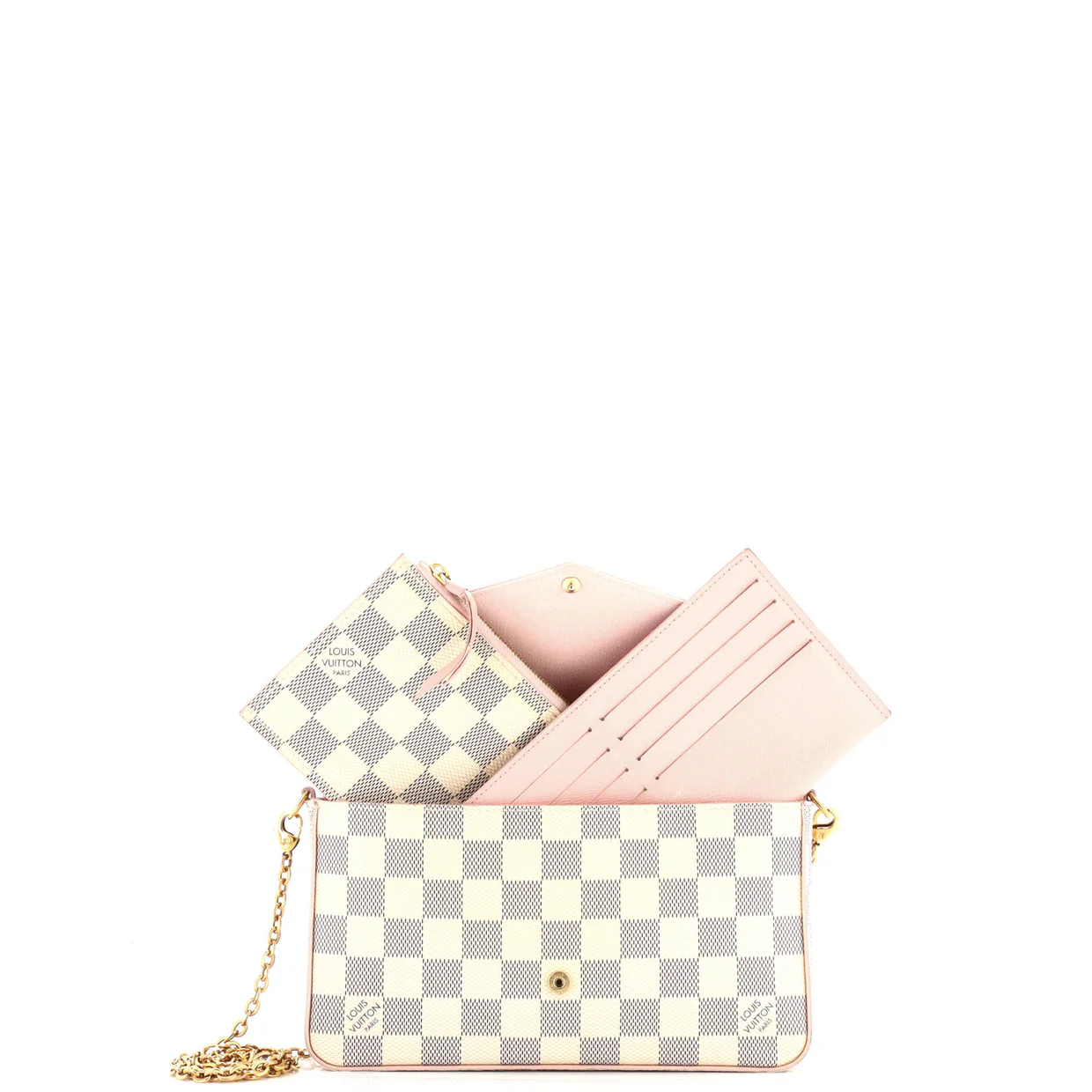 Felicie Pochette Damier and Leather - Deep Luxury