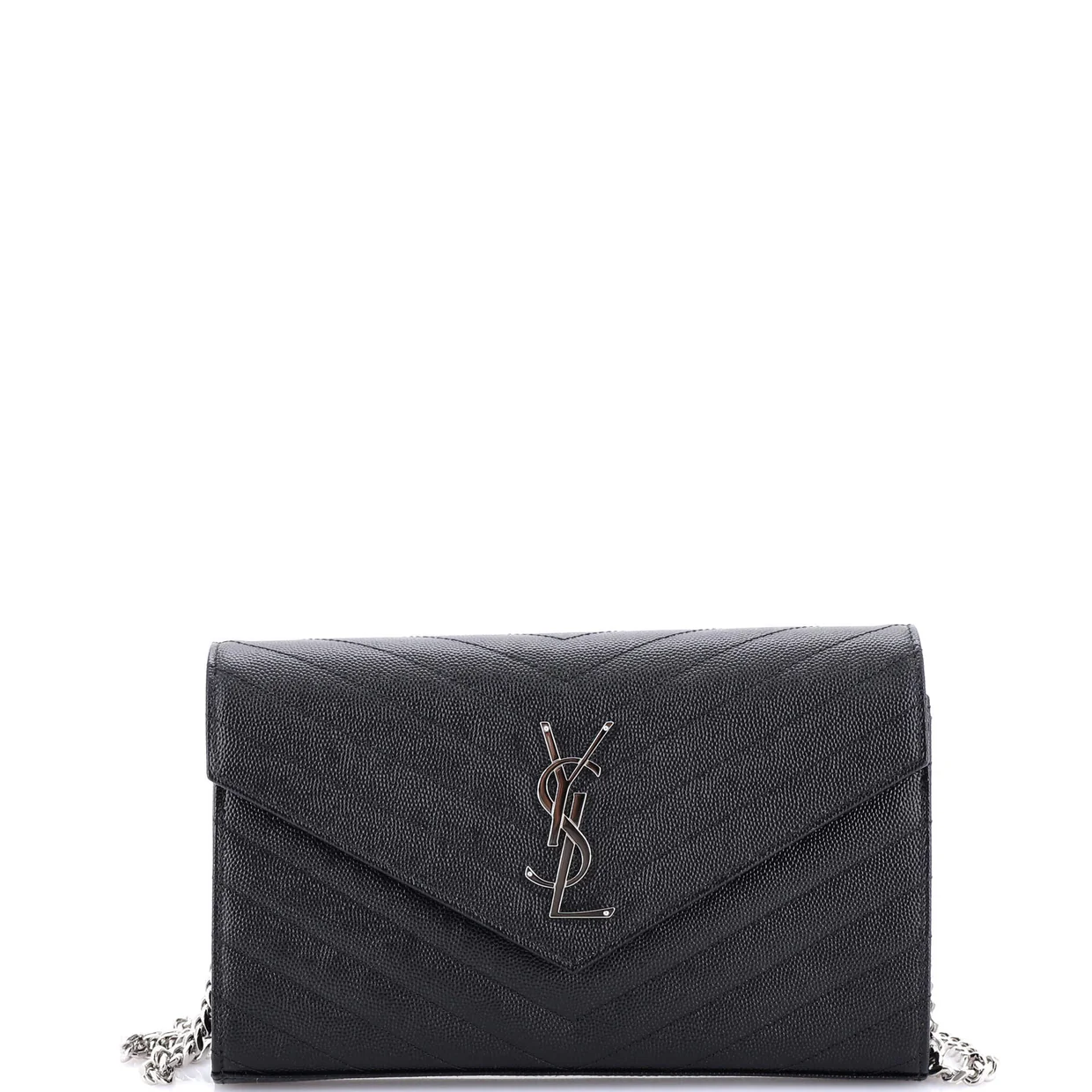 Classic Monogram Wallet on Chain Matelasse Chevron Leather Medium - Deep Luxury