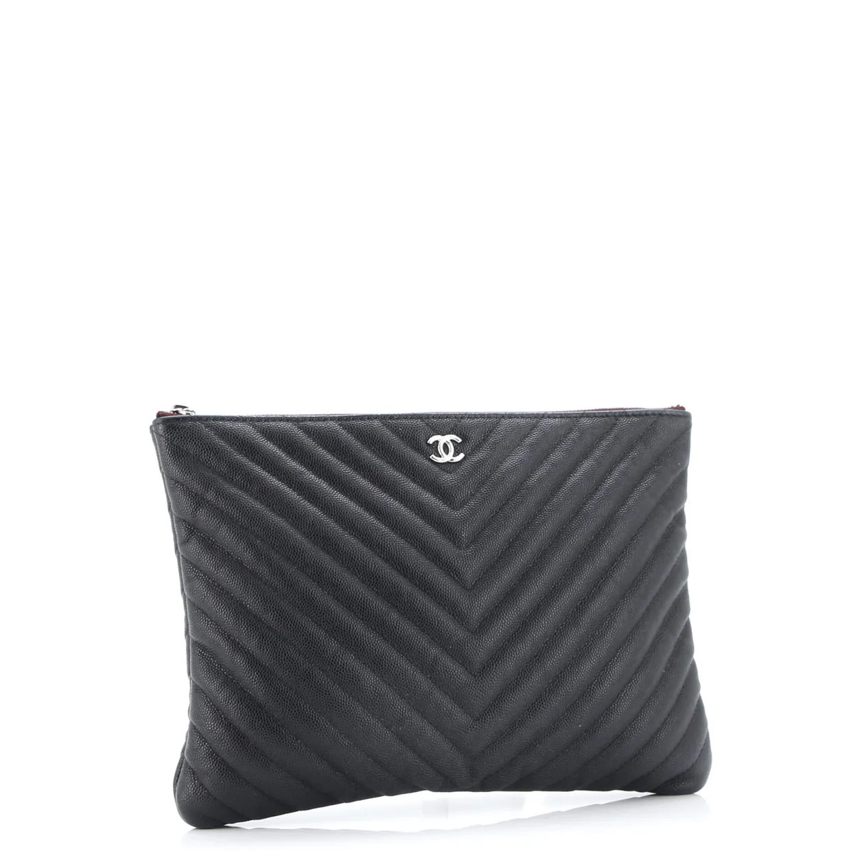 O Case Clutch Chevron Caviar Medium - Deep Luxury