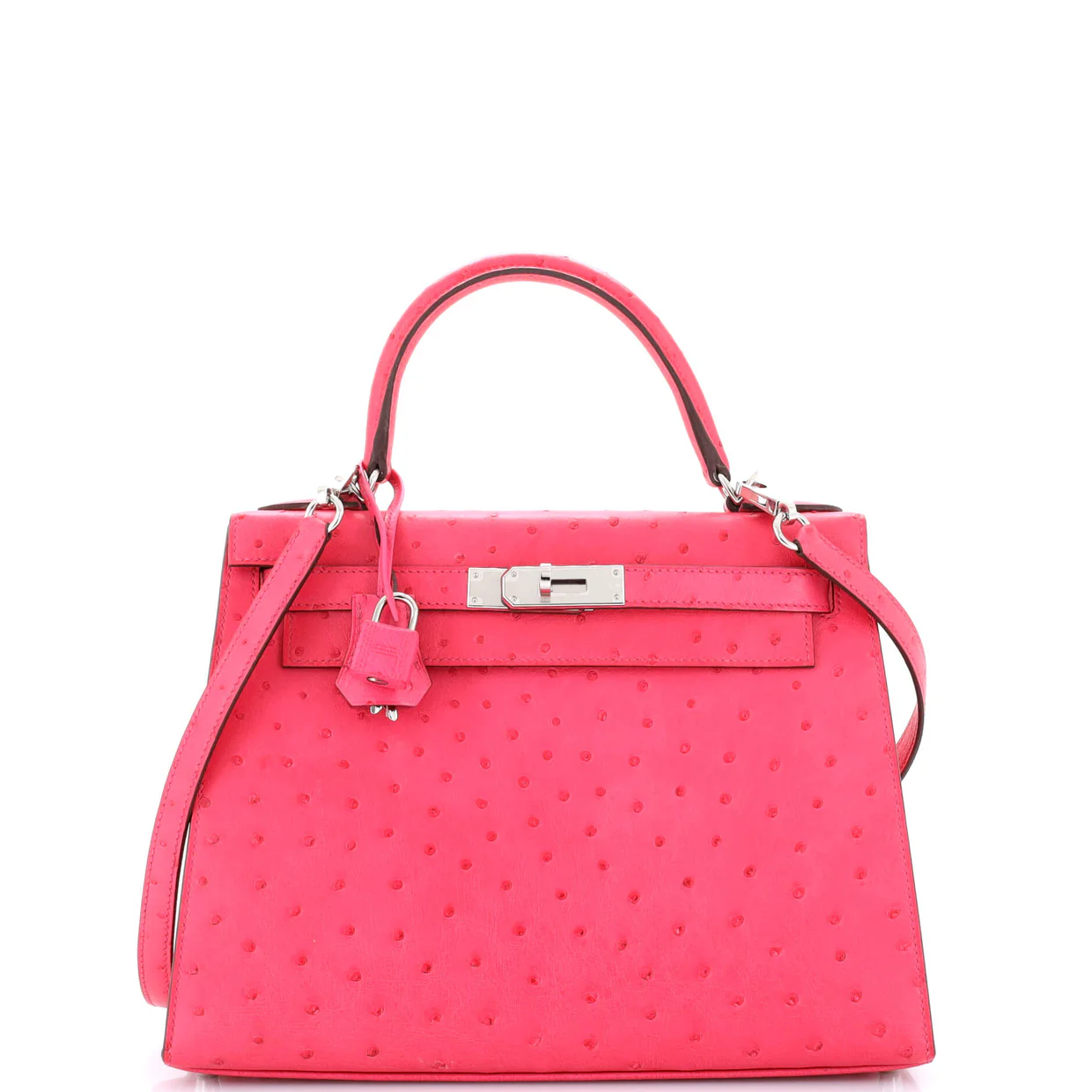 Kelly Handbag Rose Tyrien Ostrich with Palladium Hardware 28 - Deep Luxury