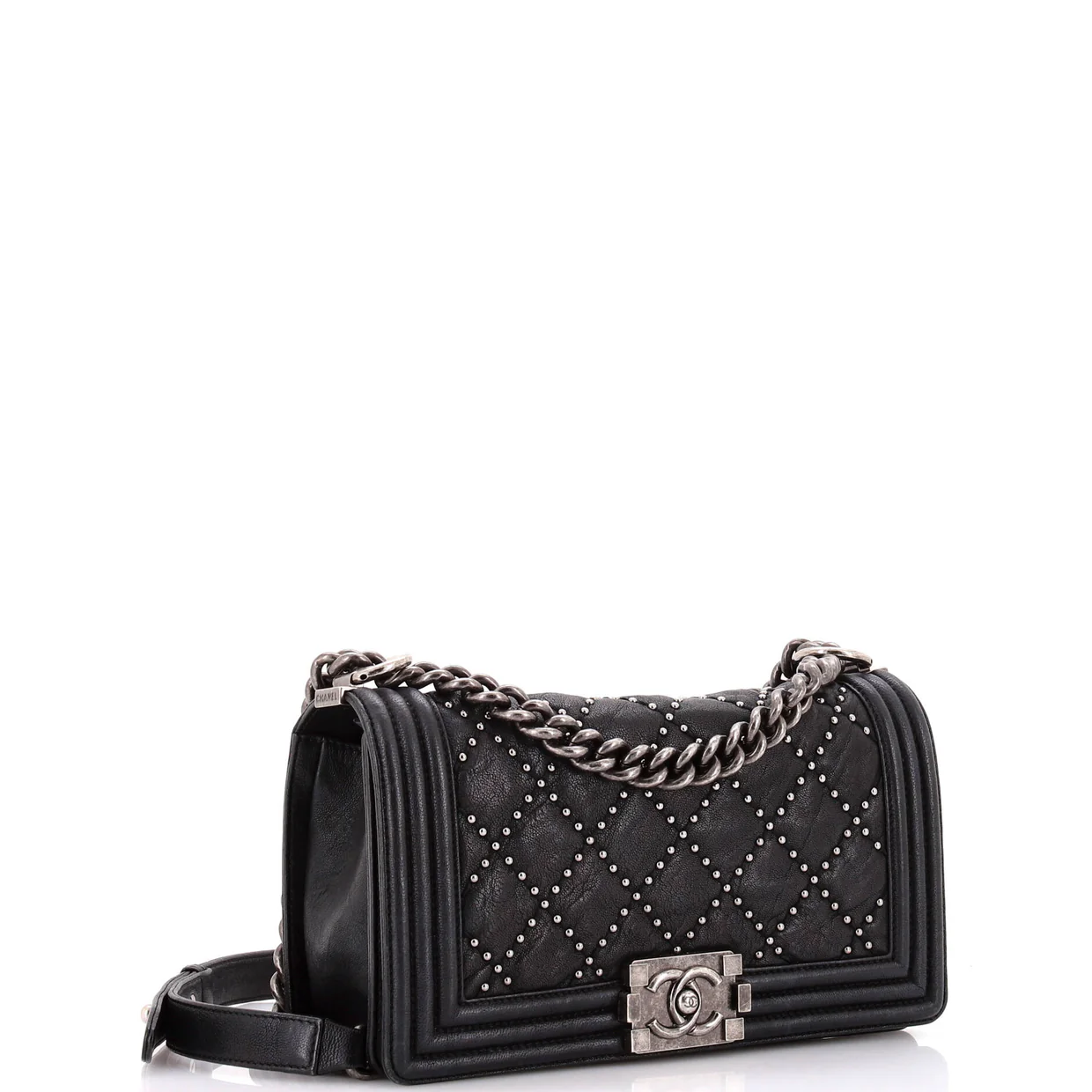 Boy Flap Bag Studded Quilted Distressed Calfskin Old Medium - Deep Luxury