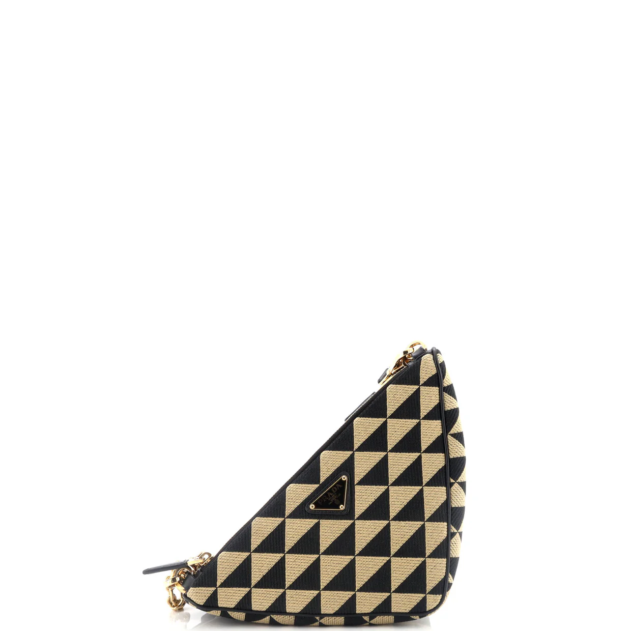 Double Symbole Triangle Bag Leather and Jacquard Mini - Deep Luxury