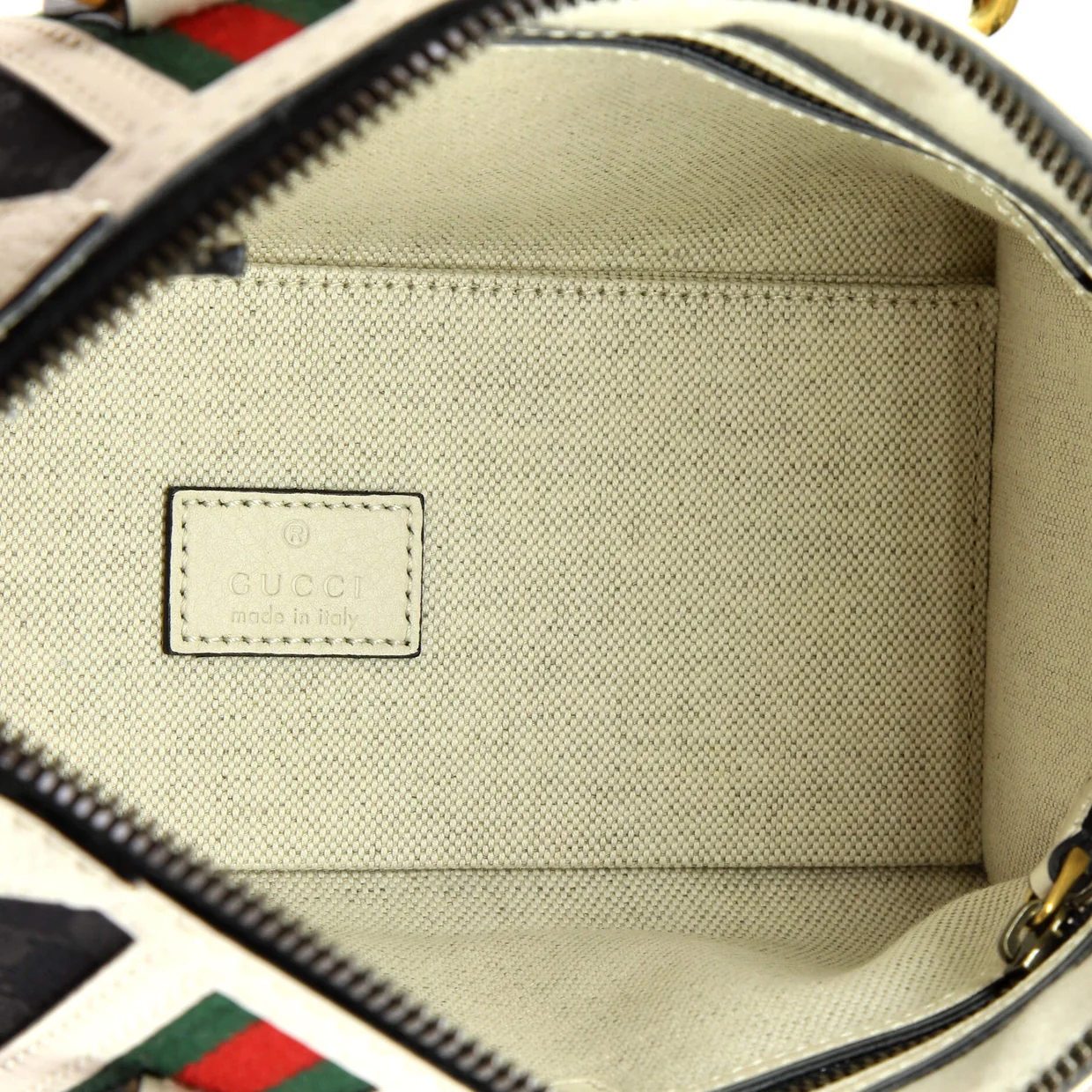 Bauletto Top Handle Bag GG Canvas and Leather Small - Deep Luxury