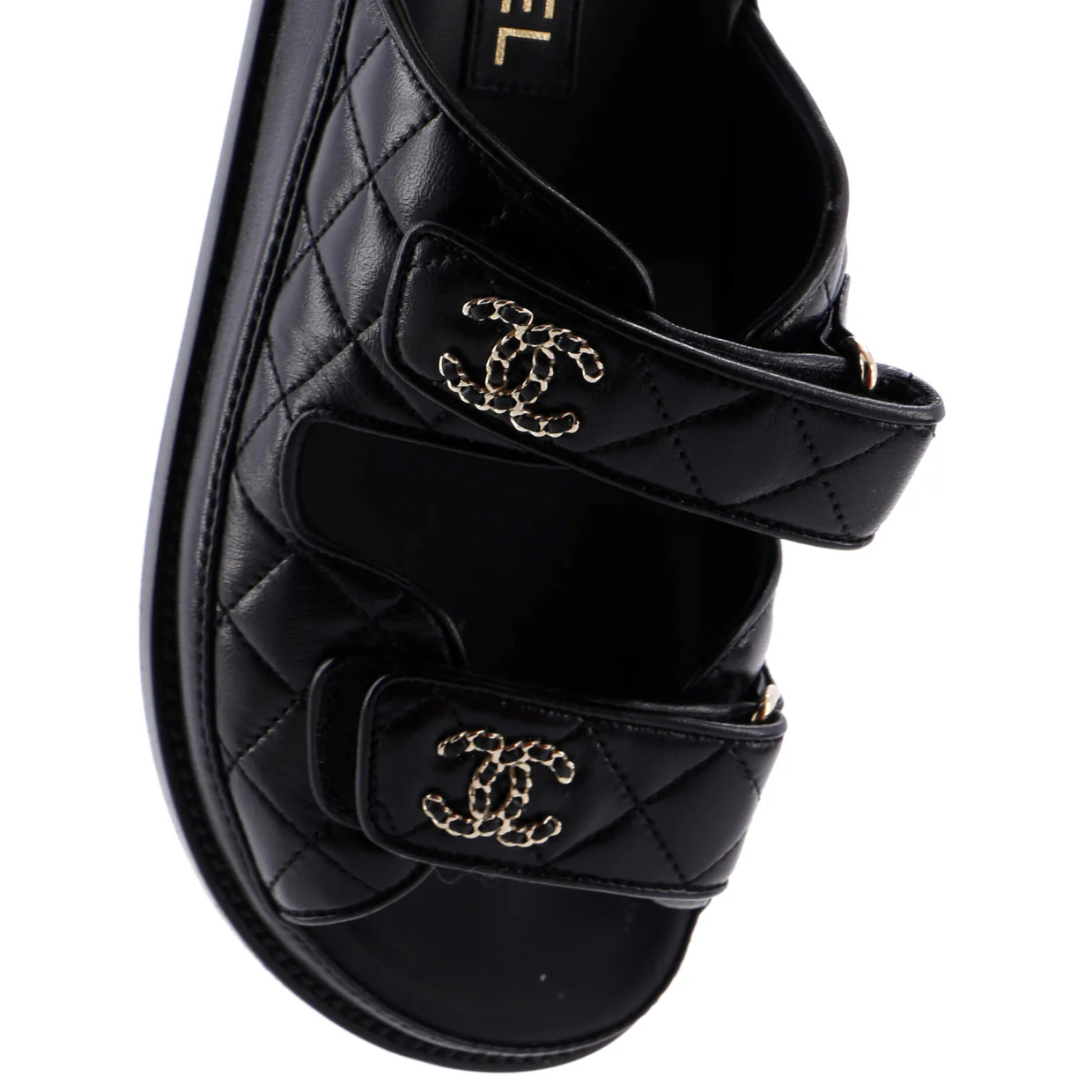 Women's Velcro Open Back Dad Sandals Quilted Leather - Deep Luxury