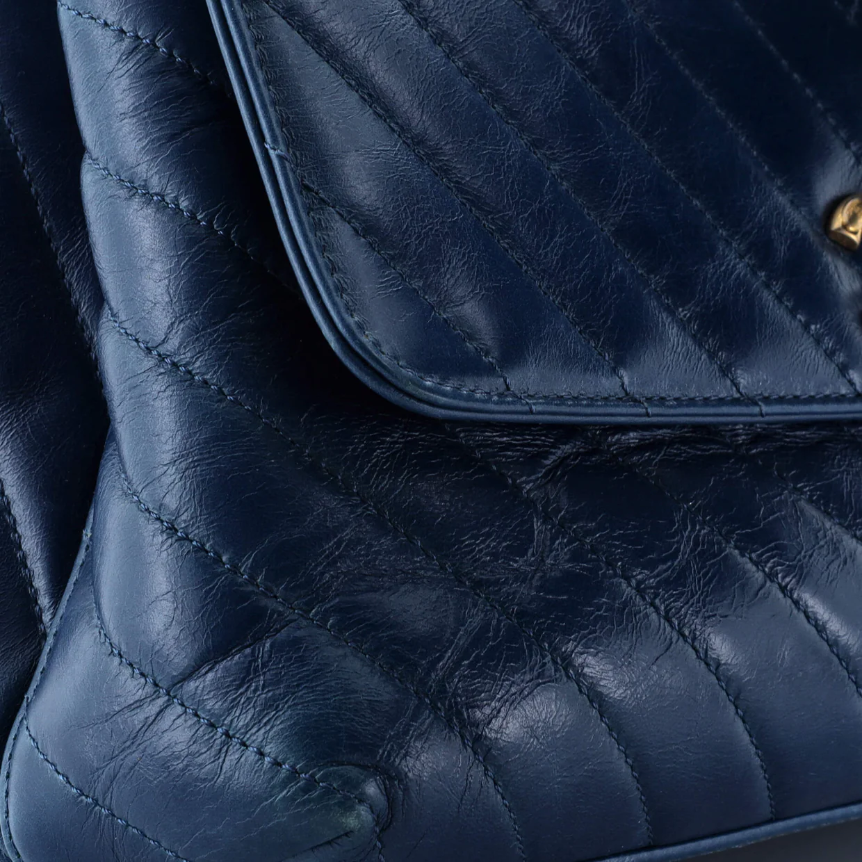 Coco Top Handle Bag Chevron Calfskin Small - Deep Luxury