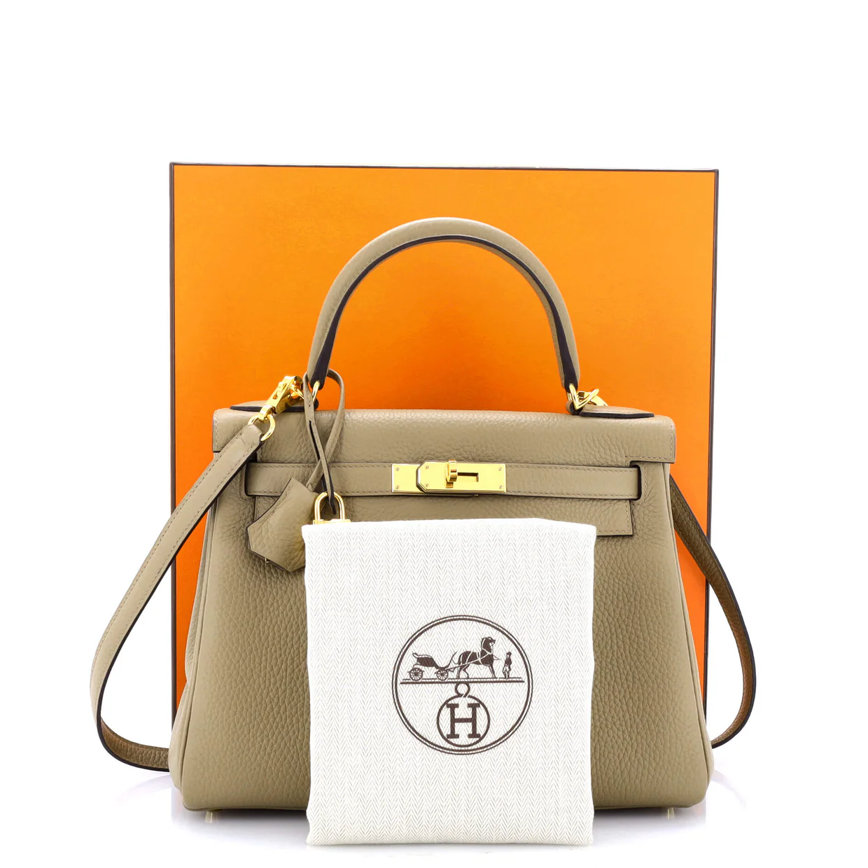 Kelly Handbag Light Clemence with Gold Hardware 28 - Deep Luxury
