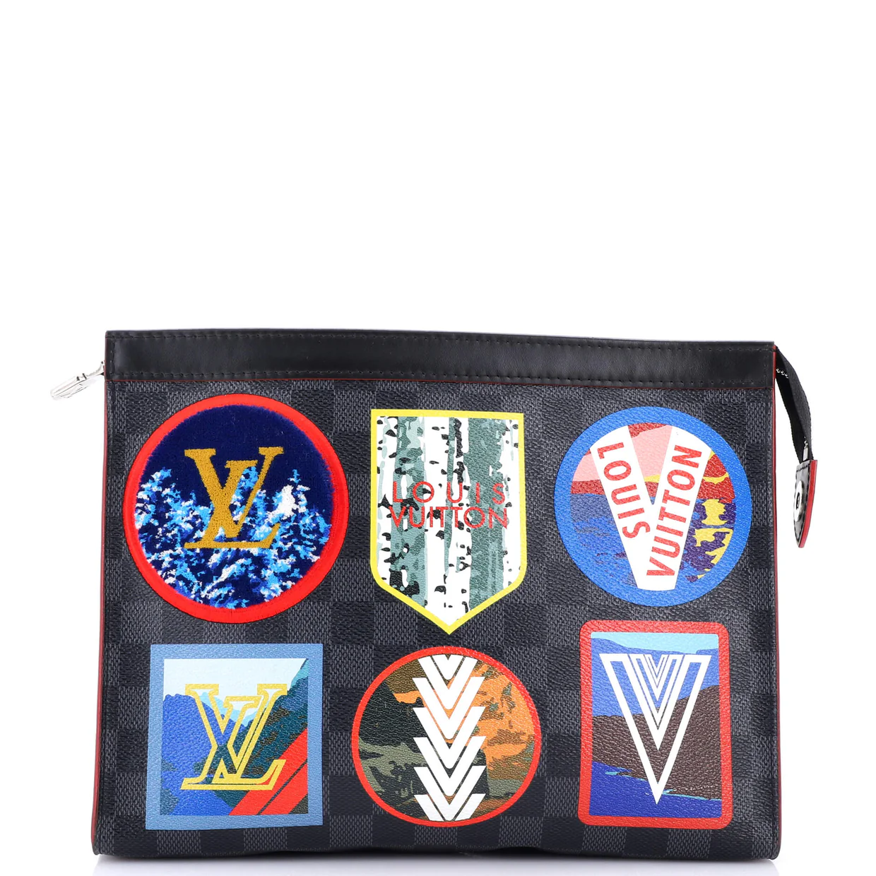 Pochette Voyage Alps Patches Damier Graphite MM - Deep Luxury
