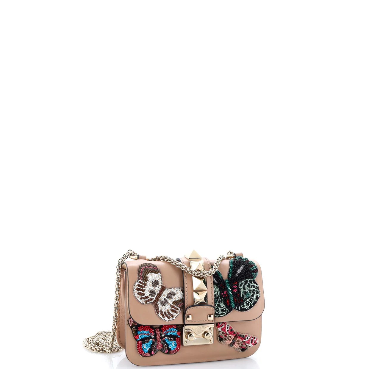 Glam Lock Shoulder Bag Embellished Leather Mini - Deep Luxury