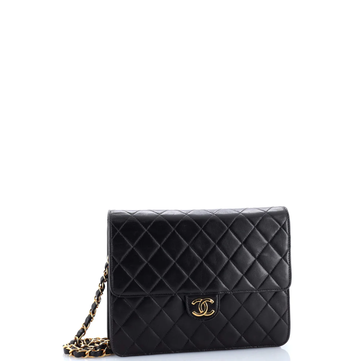 Vintage Clutch with Chain Quilted Leather Small - Deep Luxury