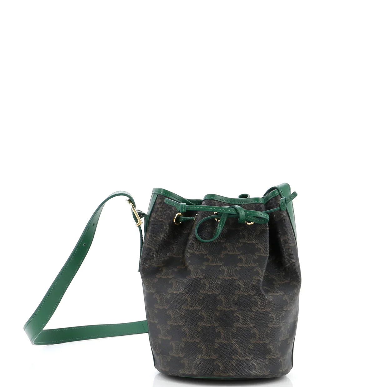 Drawstring Bucket Bag Triomphe Coated Canvas Small - Deep Luxury