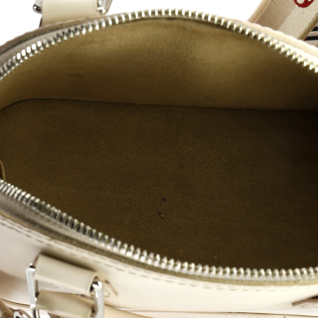 Alma Handbag Epi Leather with Logo Jacquard Strap BB - Deep Luxury