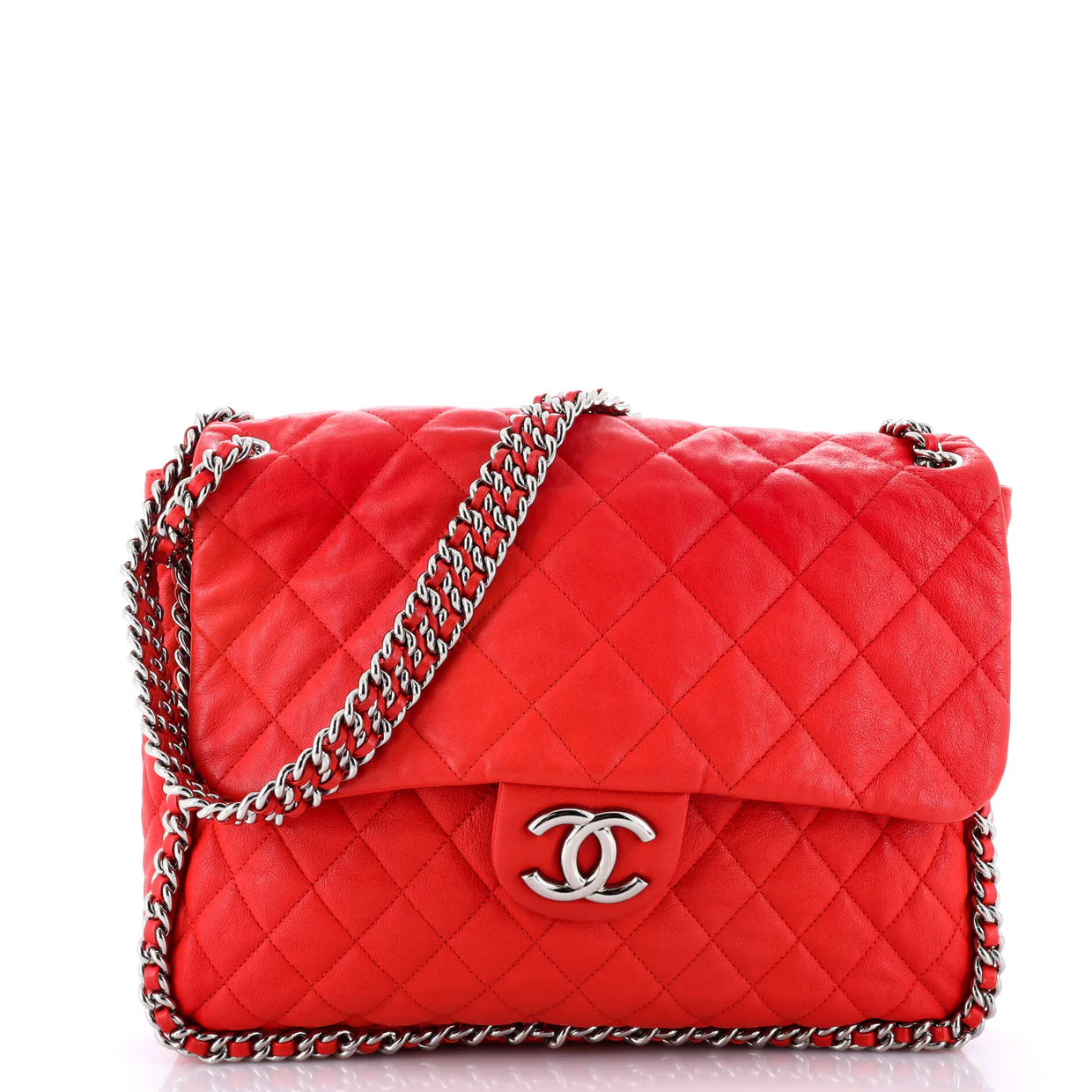 Chain Around Flap Bag Quilted Leather Maxi - Deep Luxury