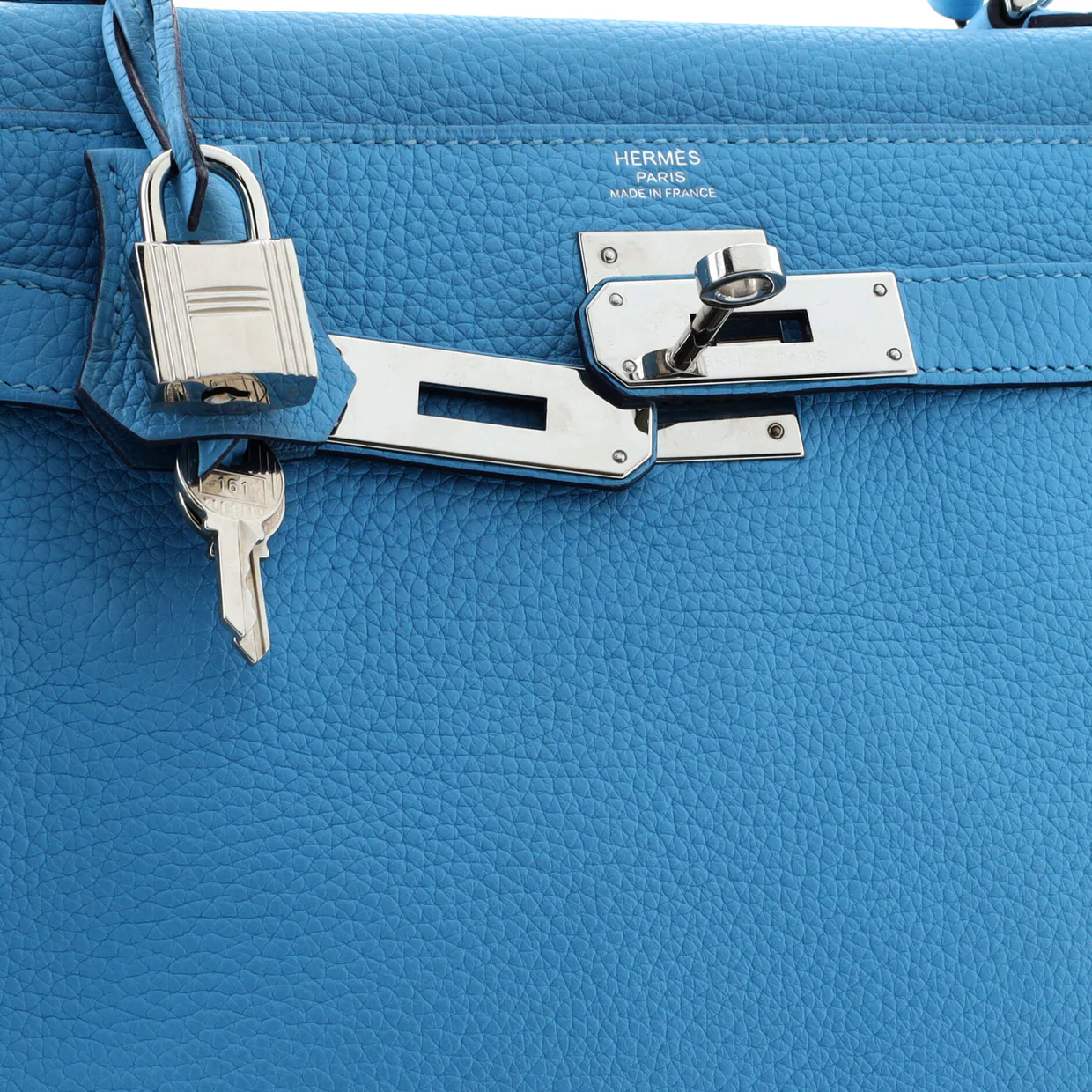 Kelly Handbag Bleu Du Nord Clemence with Palladium Hardware 28 - Deep Luxury
