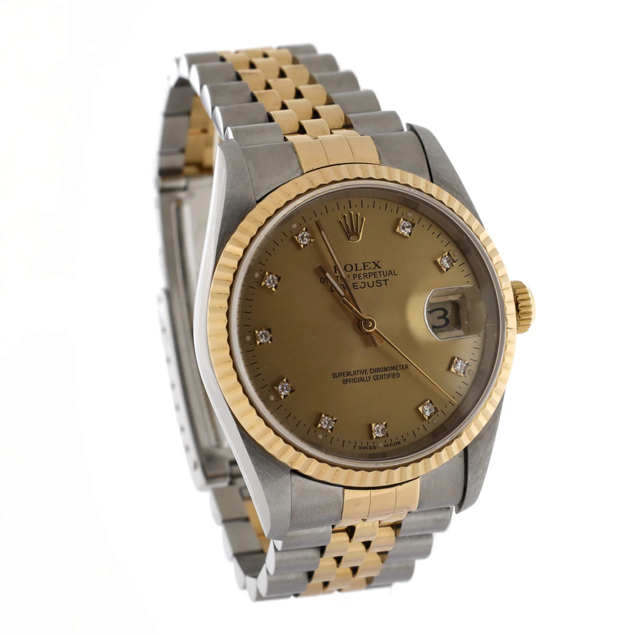 Oyster Perpetual Datejust Automatic Watch Stainless Steel and Yellow Gold with Diamond Markers 36 - Deep Luxury