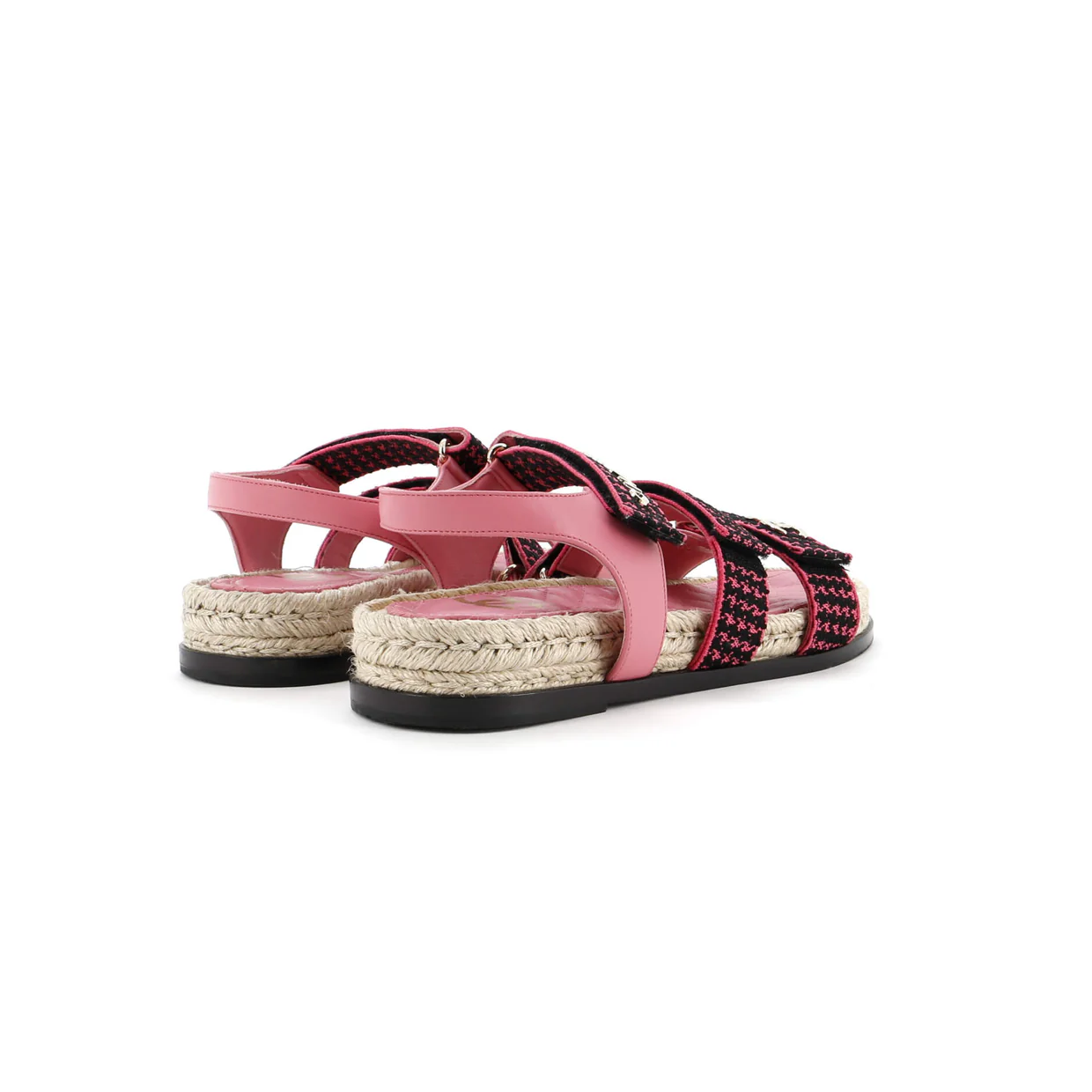Women's Logo Triple Strap Velcro Espadrille Sandals Fabric and Leather - Deep Luxury