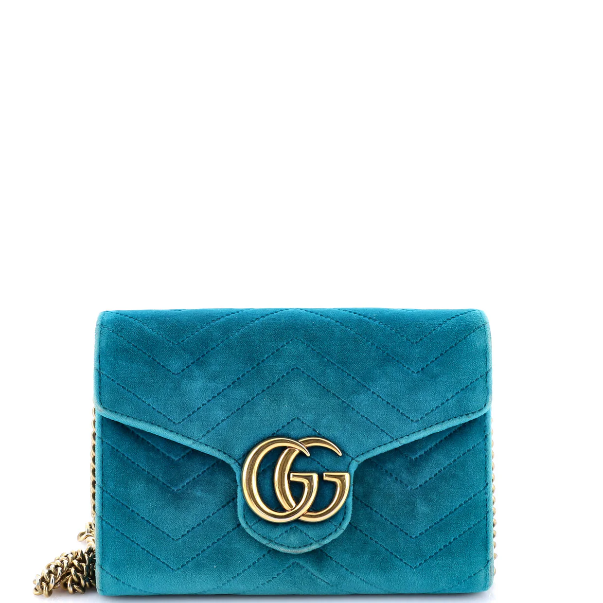 GG Marmont Chain Wallet Matelasse Velvet Mini - Deep Luxury