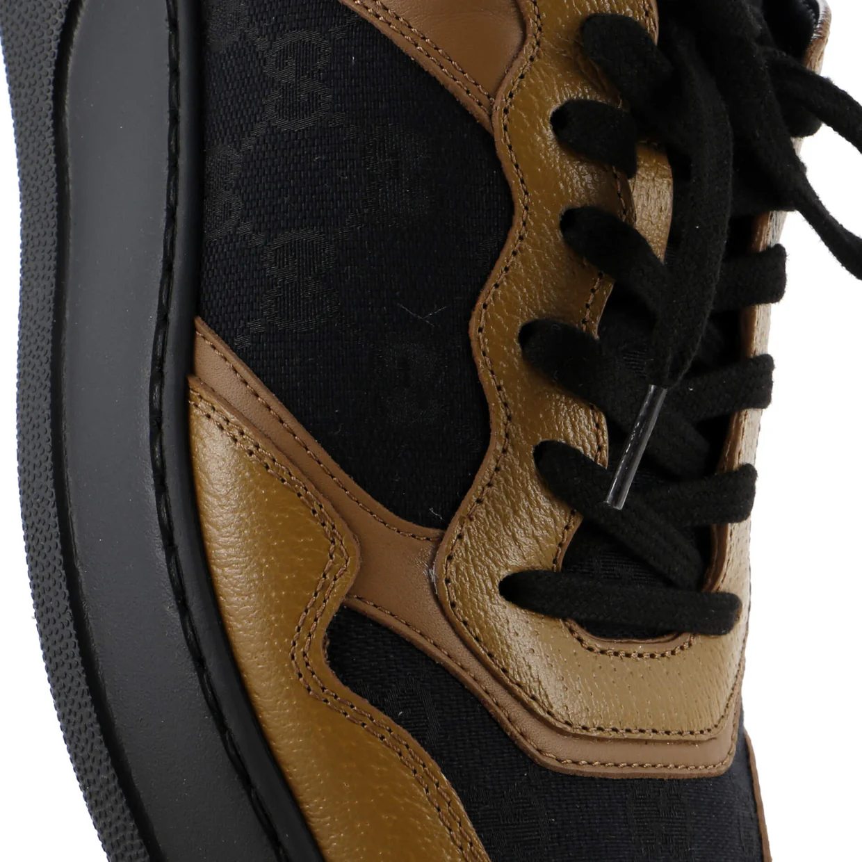 Men's Chunky Low-Top Sneakers GG Canvas with Leather - Deep Luxury